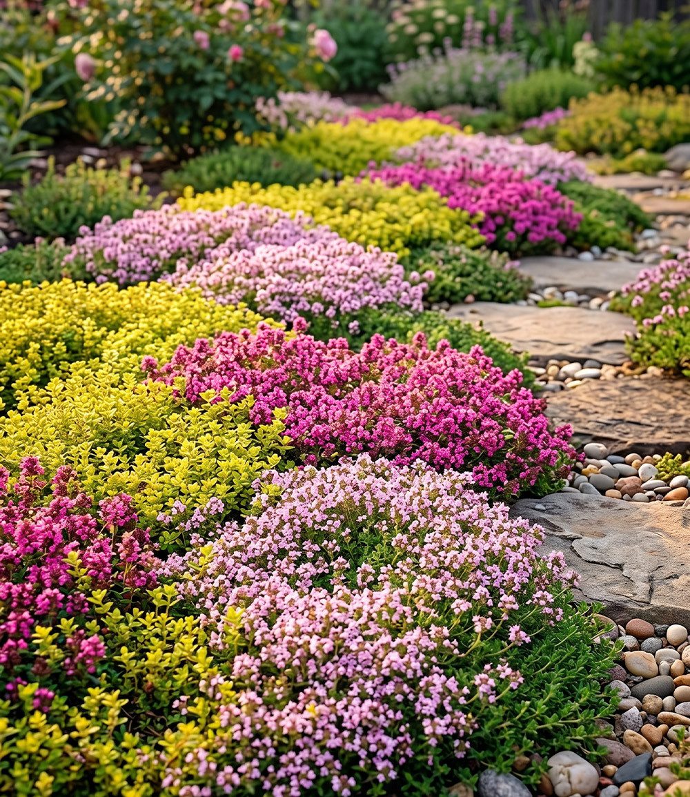 BALDUR Garten Staude Duftender Thymian-Mix 'Colours', 3 St., Bodendecker,winterhart, mehrjährig, trockenheitstolerant