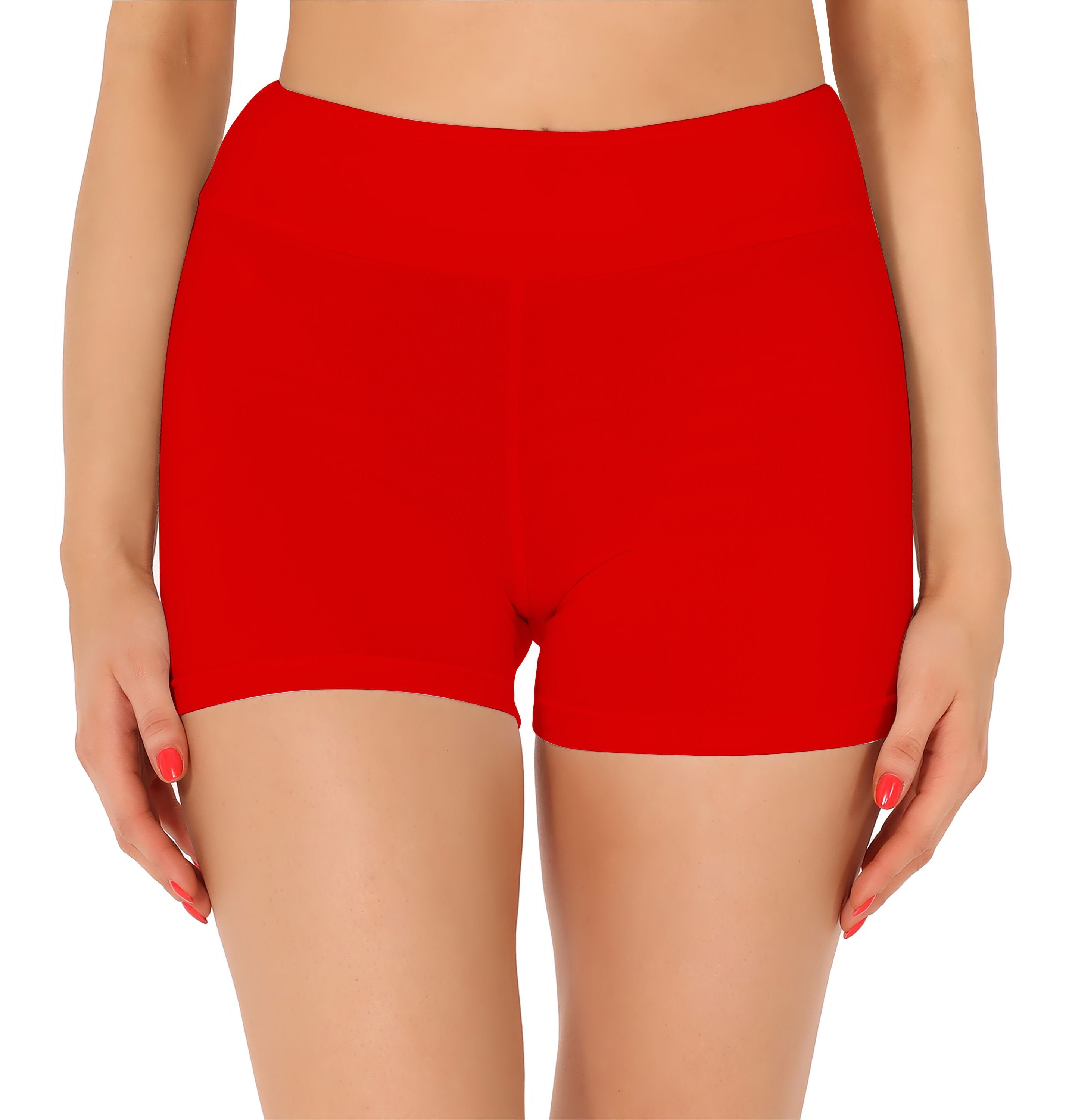Style Radlerhose Hose kurze Leggings Merry (1-tlg) Bund Shorts elastischer Rot MS10-359 Boxershorts Damen Unterhose