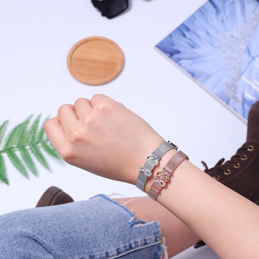 Heideman Armband Milanaise rosegold (Armband, inkl. Geschenkverpackung), mit Charms "Herzchen" und "Unendlichkeitszeichen" – Bild 4 von 5