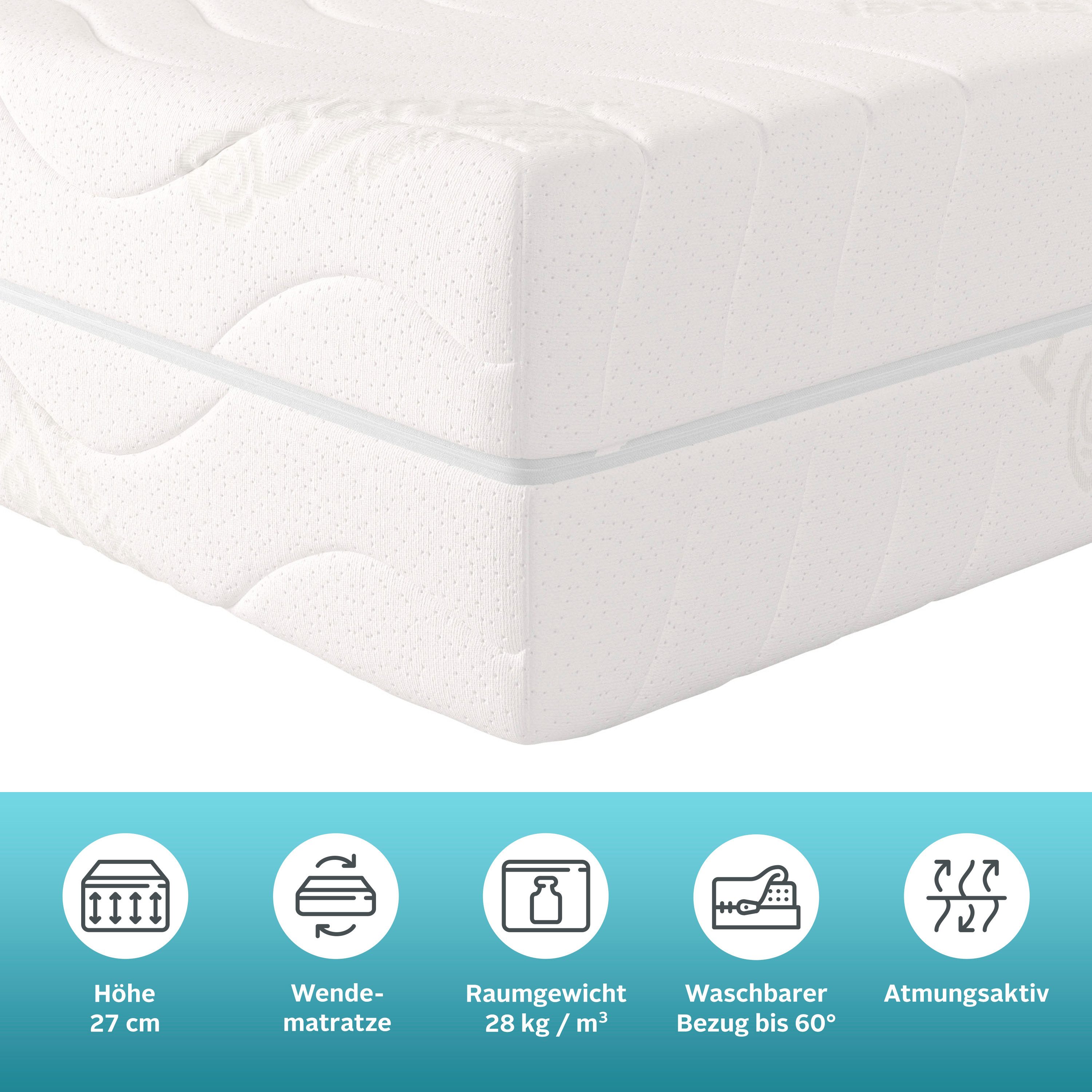 Komfortschaummatratze Essentials XXL, 7 Zonen Matratze 90x200, 140x200 cm & weitere Größen, OTTO home, 26 cm hoch, XXL Höhe, flexibler HG bis 140 kg, ergonomisc – Bild 3 von 5