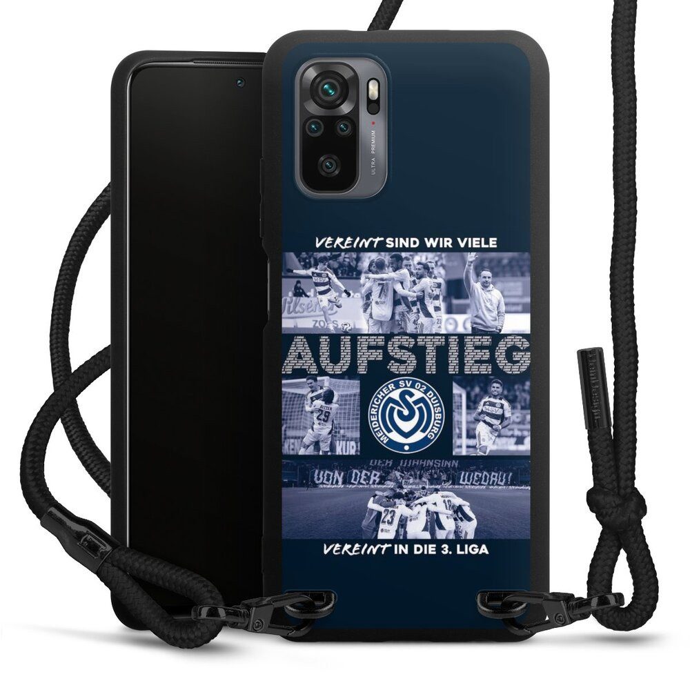 DeinDesign Handyhülle MSV Duisburg Aufstieg Offizielles Lizenzprodukt, Xiaomi Redmi Note 10 4G Premium Handykette Hülle mit Band