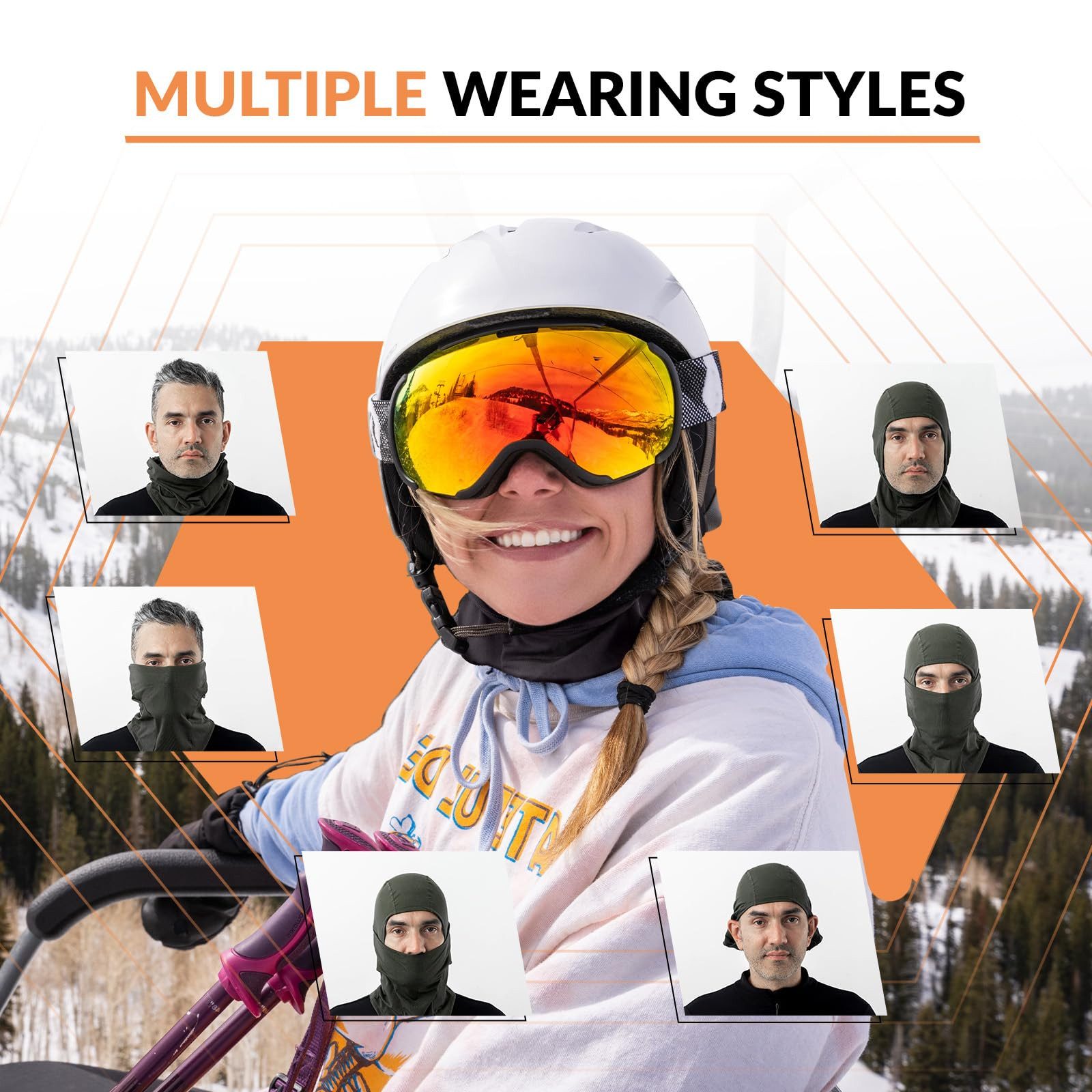 ROCKBROS Sturmhaube Balaclava Winter Skimaske Winddichte Atmungsaktive Gesichtsmaske M/L MULTIFUNKTIONAL – Bild 5 von 5
