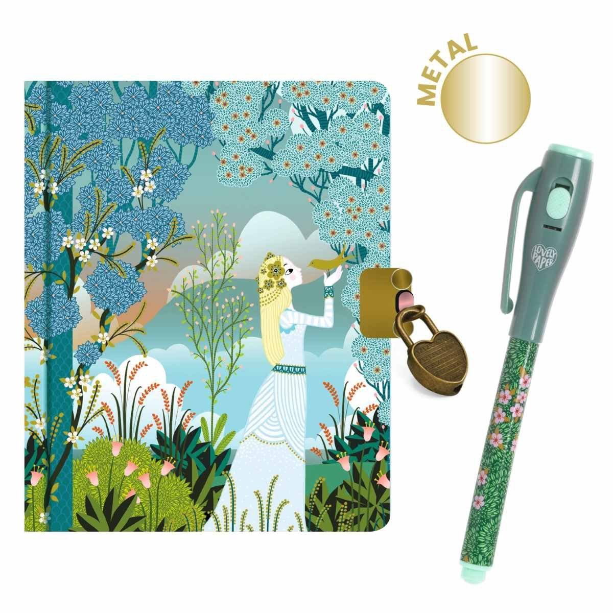 DJECO Tagebuch Geheimes Tagebuch mit Schloss und Stift mit UV-Lampe