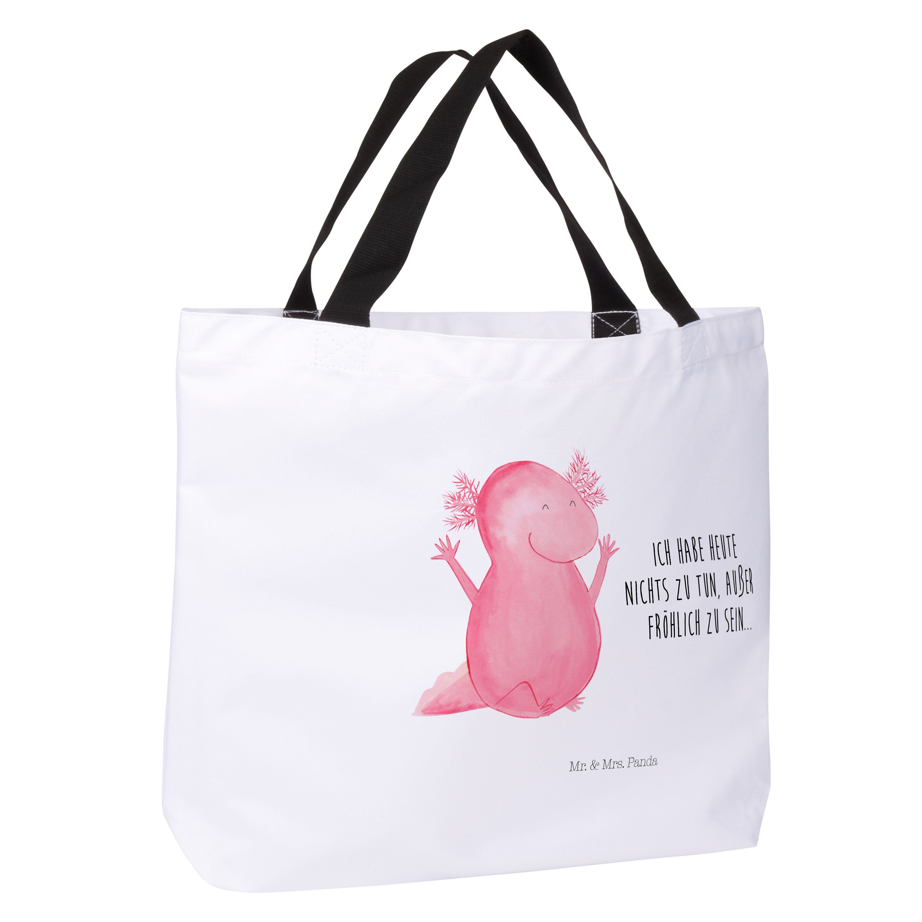 Freize Geschenk, Axolotl - Weiß Mr. Panda Shopper Mrs. Hurra - (1-tlg) Beutel, & Spaß, Einkaufstasche,