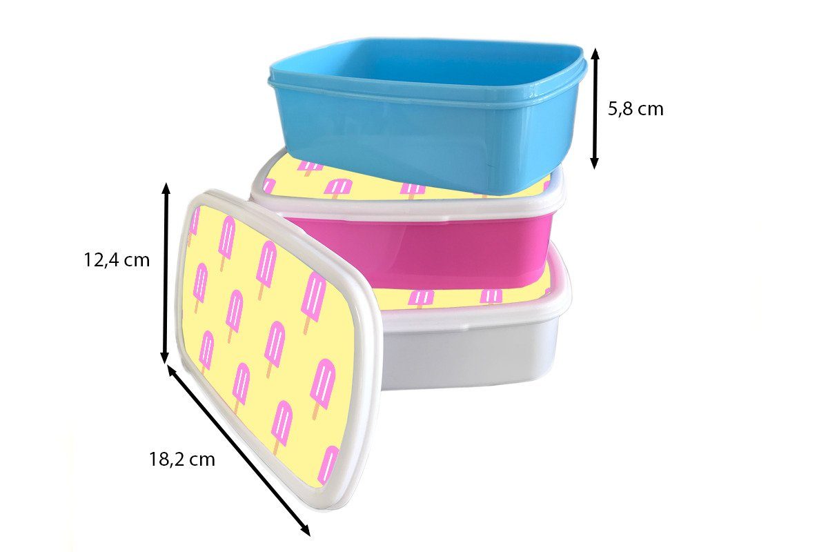 (2-tlg), - - MuchoWow Brotbox für Muster Rosa, Eis Kunststoff, und Jungs Kinder weiß für Erwachsene, Sommer und Lunchbox - Brotdose, Mädchen