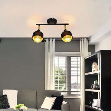 Nettlife Deckenstrahler Schwarz Vintage E14 Industrial mit Stofflampenschirm Metall, 270° DREHBAR+180°VERSTELLBAR, LED wechselbar, für Wohnzimmer Schlafzimmer Küche Flur