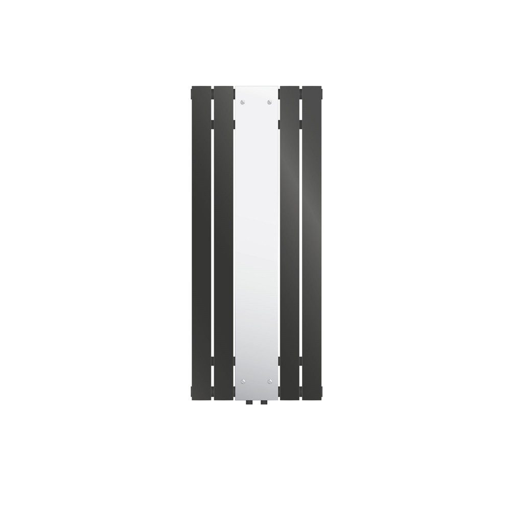 LuxeBath Badheizkörper Paneelheizkörper Glasheizkörper Spiegelheizkörper, Anthrazit 450x1200mm Spiegel Mittelanschluss Einlagig Montage-Set