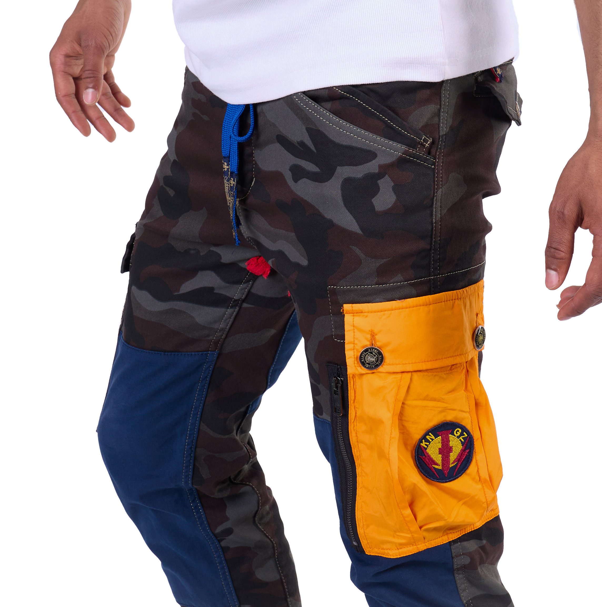 KINGZ Slim-fit-Jeans Herren Designer Camouflage Cargohose