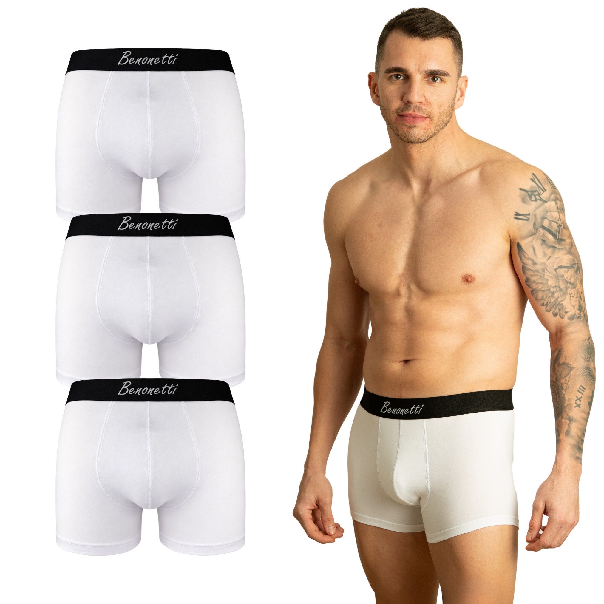 Benonetti Boxershorts weich, langlebig & atmungsaktiv, kein Aufrollen (3 Pa günstig online kaufen
