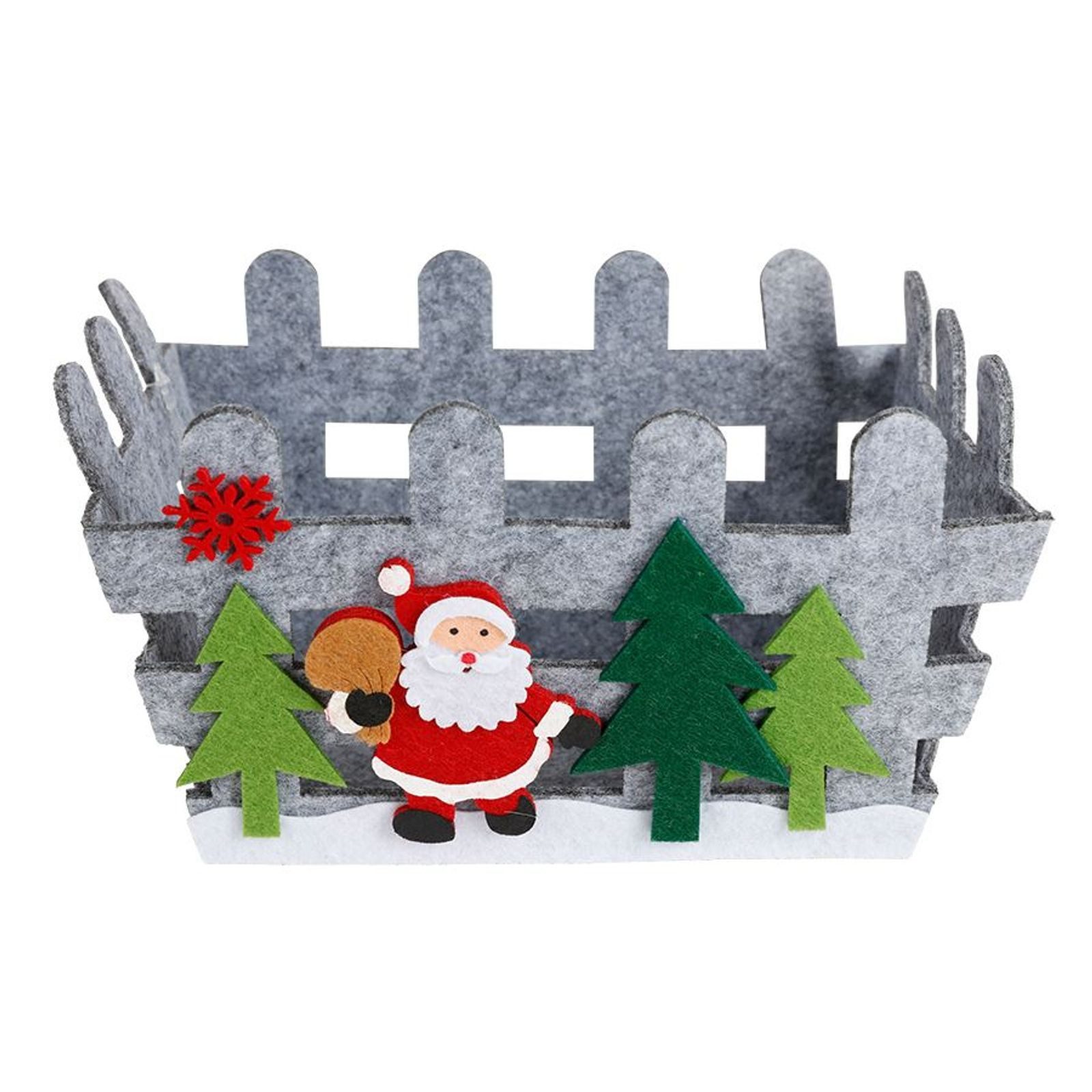 BURI Dekofigur Filz-Körbchen Geschenkkörbchen Weihnachtsdeko grau ca. 23x16x13 cm