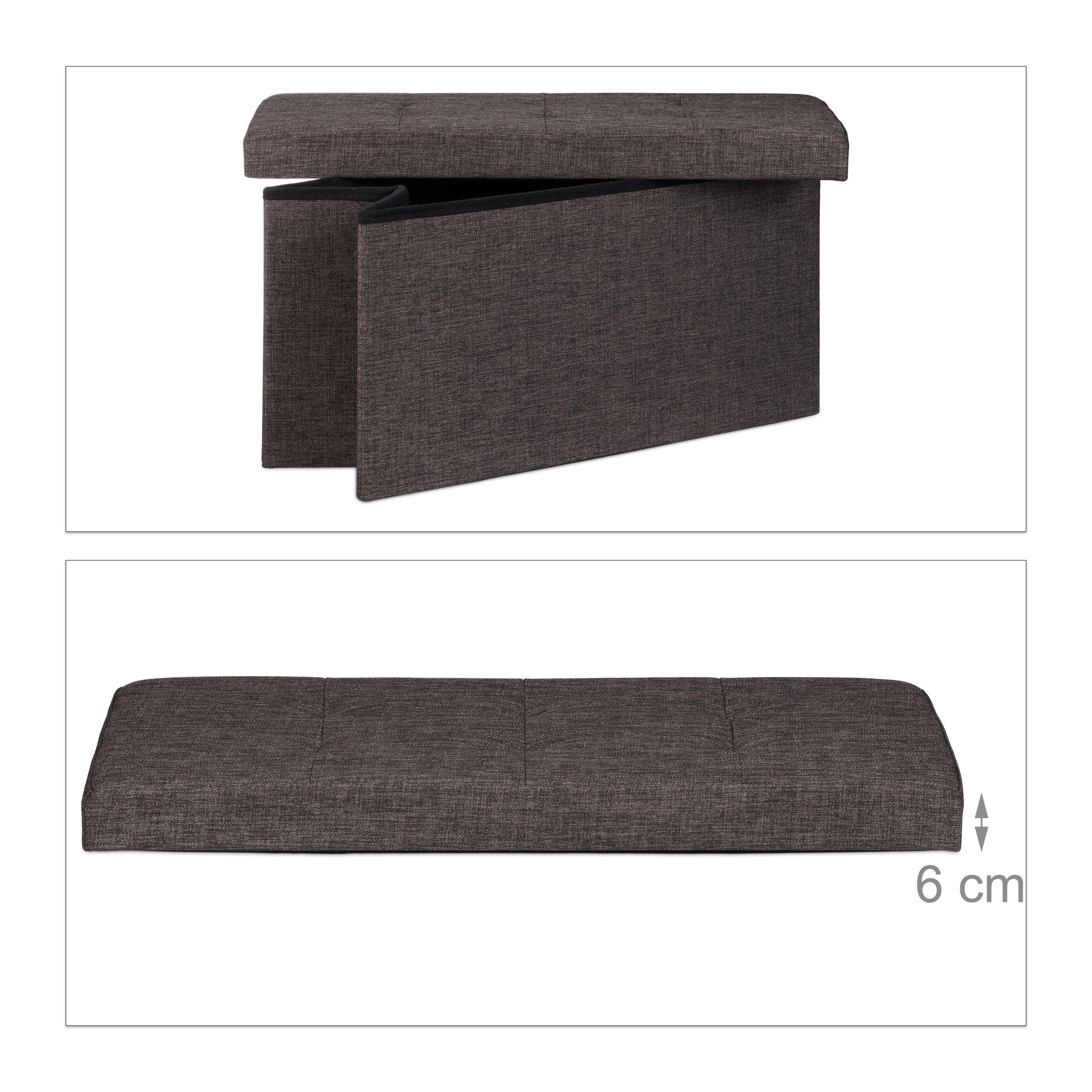relaxdays Sitzbank Faltbare Sitzbank Leinen, braun – Bild 5 von 5