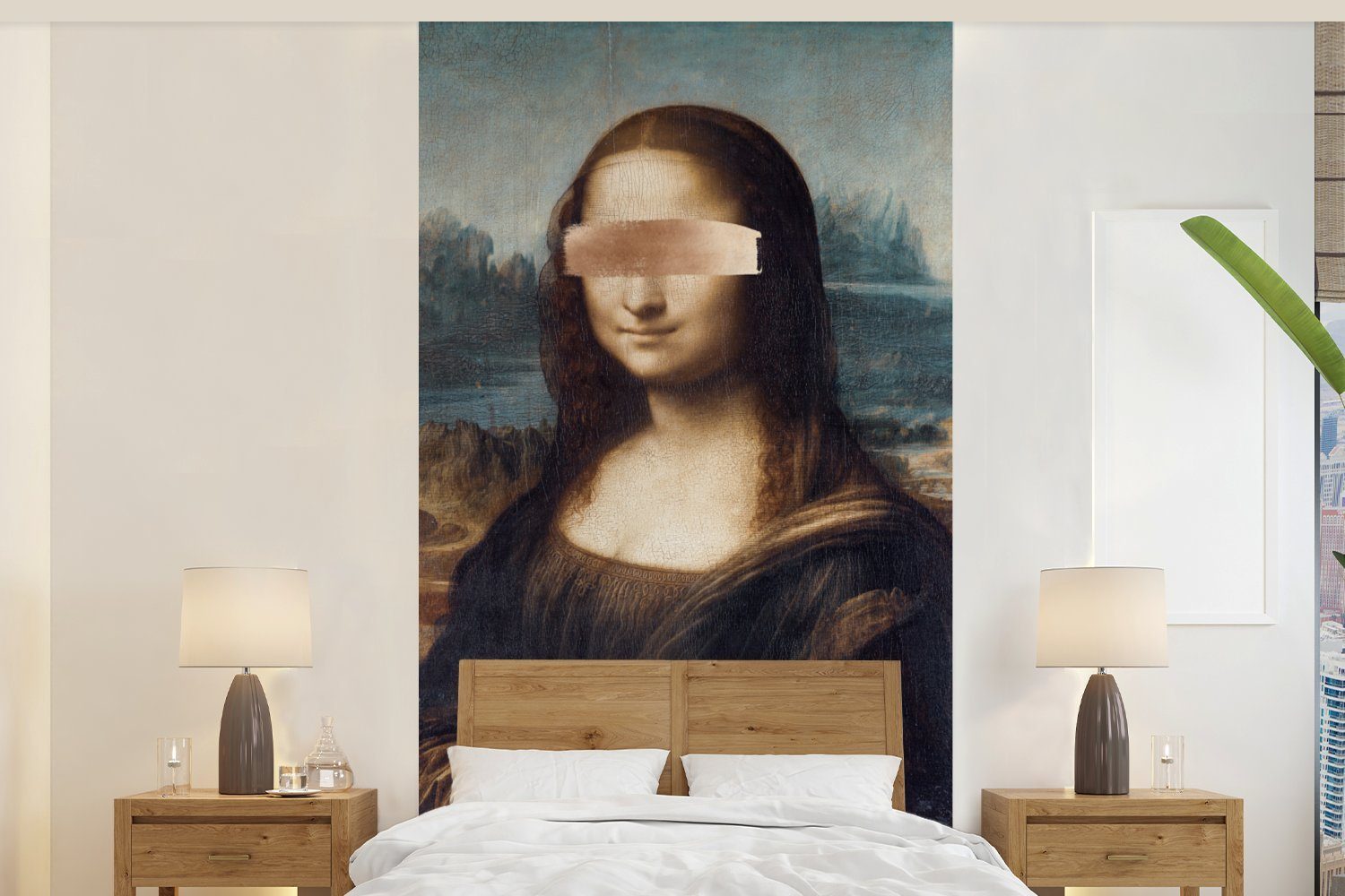 MuchoWow Fototapete Mona Lisa - Gemälde - Farbe, Matt, bedruckt, (2 St), Vliestapete für Wohnzimmer Schlafzimmer Küche, Fototapete