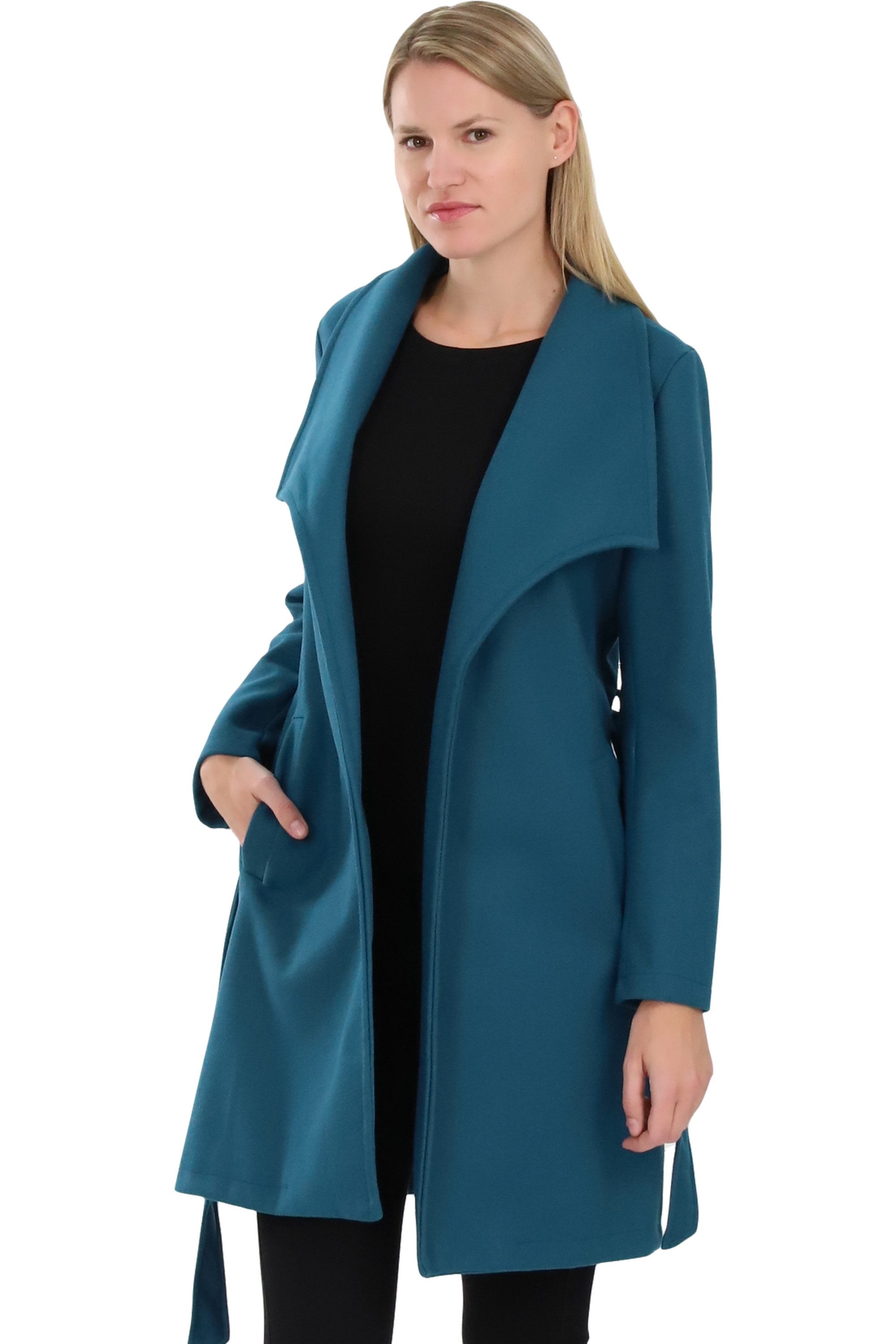 malito more than fashion Langmantel malito Damen Trenchcoat, schicker Wintermantel, klassische Jacke, langer Trenchcoat Longjacke Übergangszeit