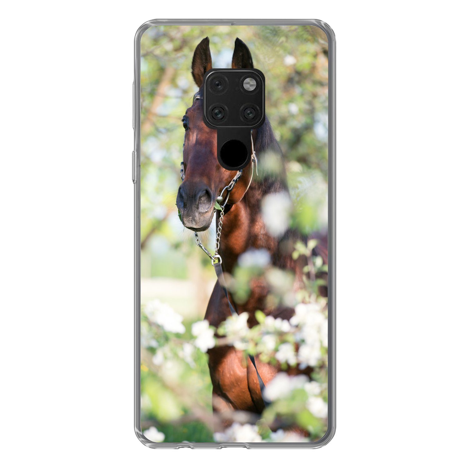 MuchoWow Handyhülle für Huawei P40 Lite Pferde - Blüte - Frühling - Tiere, Handy Case, Silikon, Bumper Case Dünn