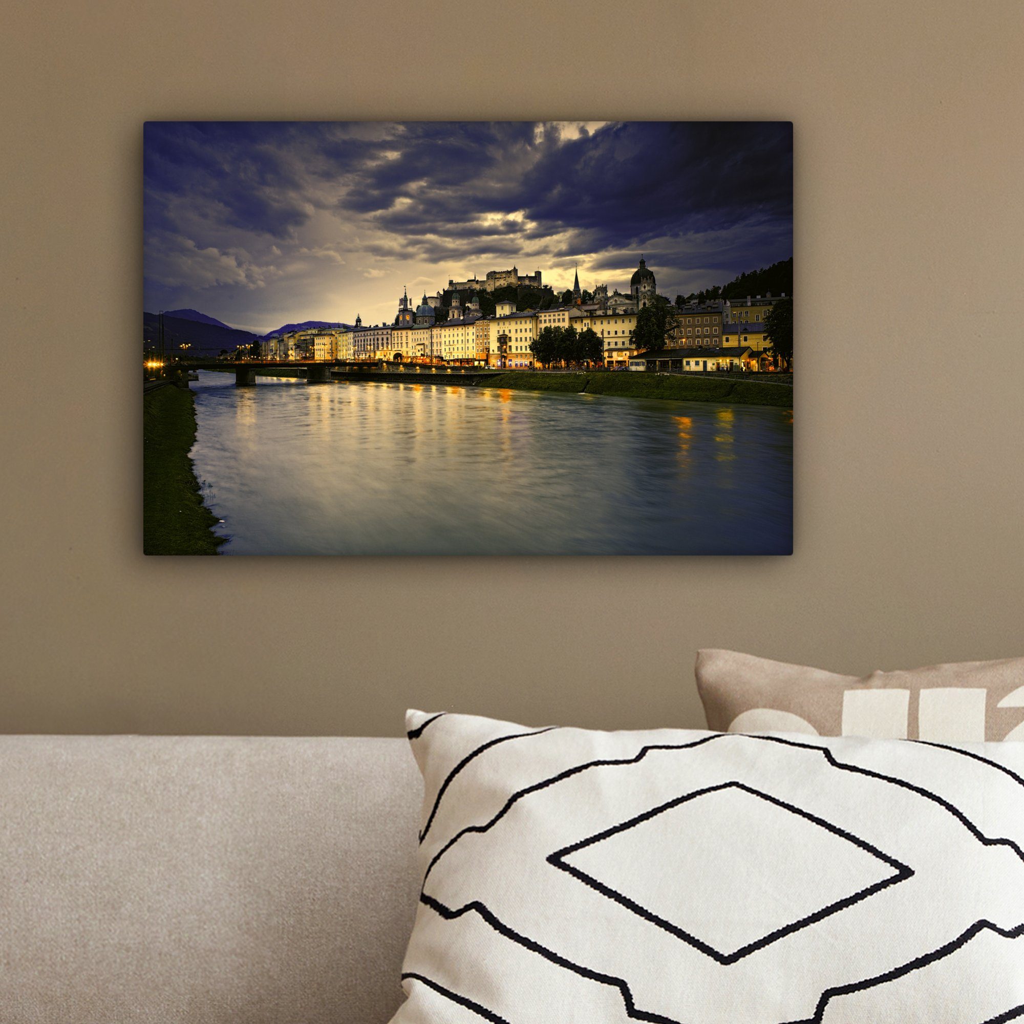 Leinwandbilder, Wanddeko, cm Wandbild St), (1 Aufhängefertig, Salzburger Leinwandbild OneMillionCanvasses® 30x20 Sonnenuntergang,