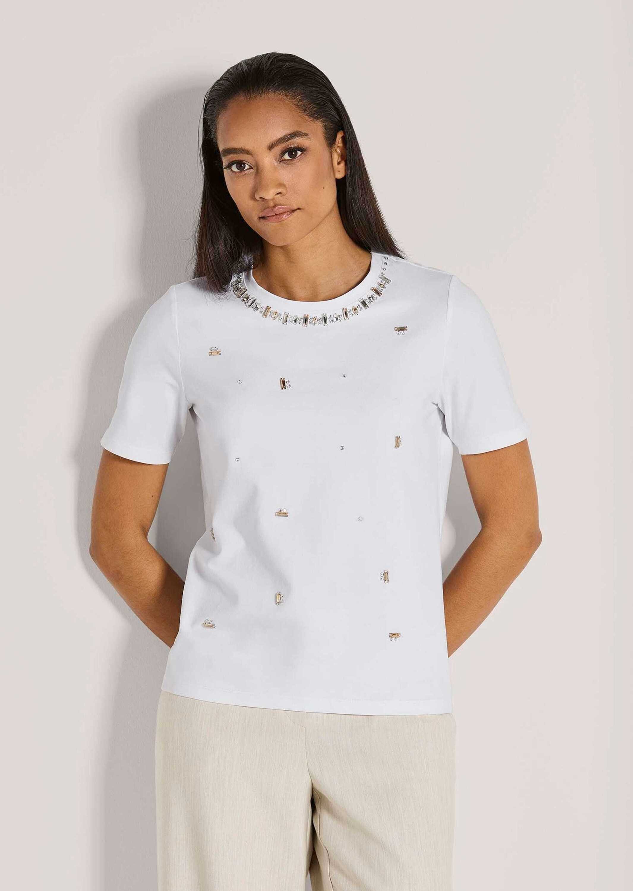 MADELEINE Kurzarmshirt Elegantes Shirt mit Strassakzenten Rundhals, taillie günstig online kaufen