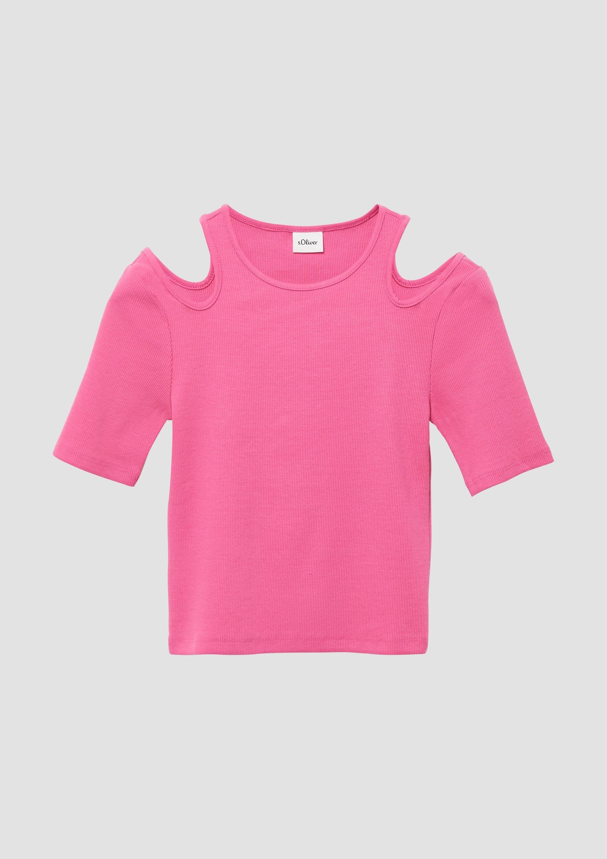 s.Oliver Kurzarmshirt T-Shirt T-Shirt im Slim Fit aus Rippware mit Cut-outs
