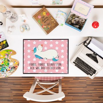 Mr. & Mrs. Panda Schreibtischunterlage Einhorn Schnuller - Rot Pastell - Geschenk, Unicorn, Büroartikel, Sch, (1 tlg)
