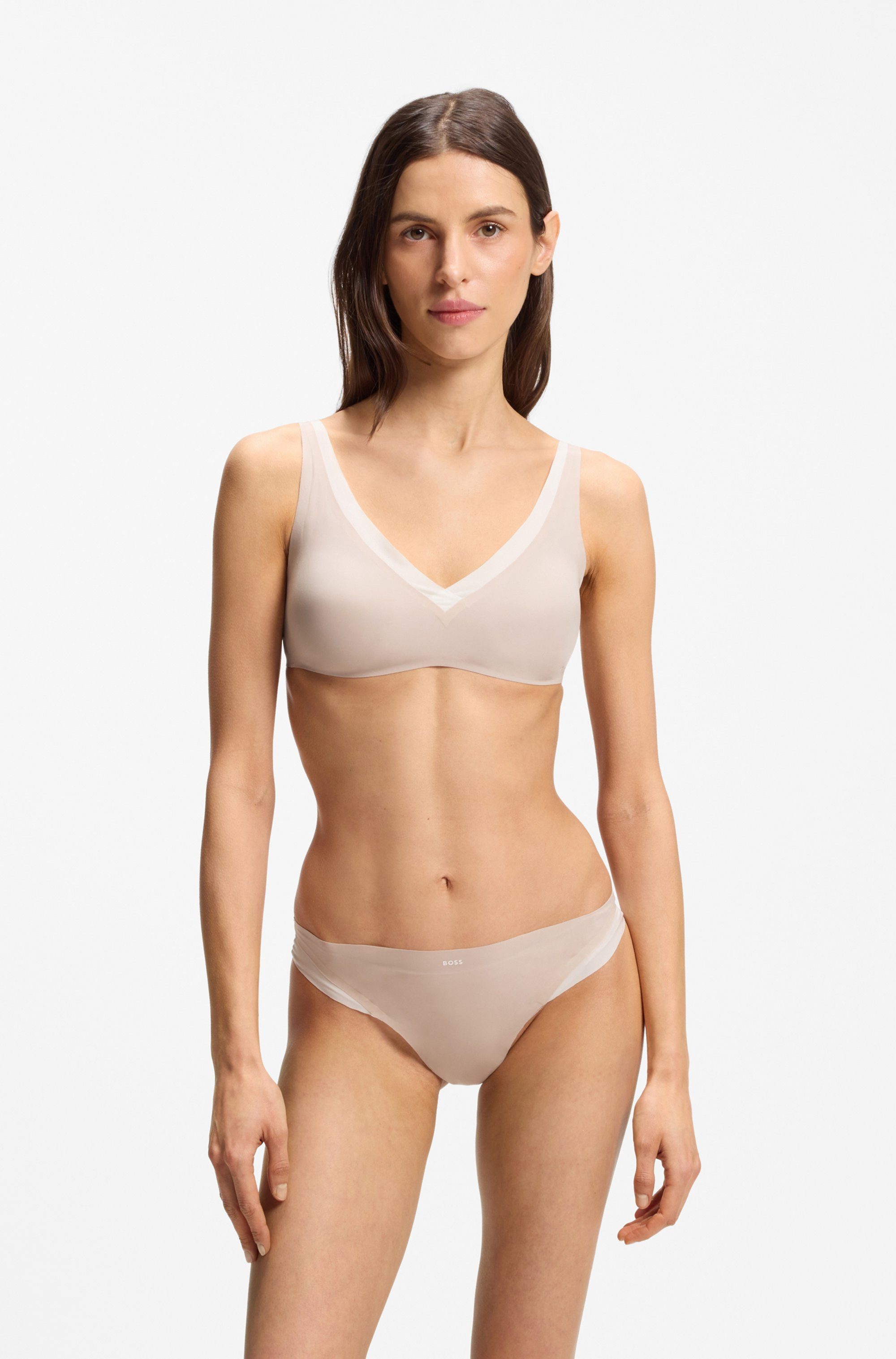 BOSS String THONG_B.MIRAGE Zweifarbig, aus Stretch-Jersey
