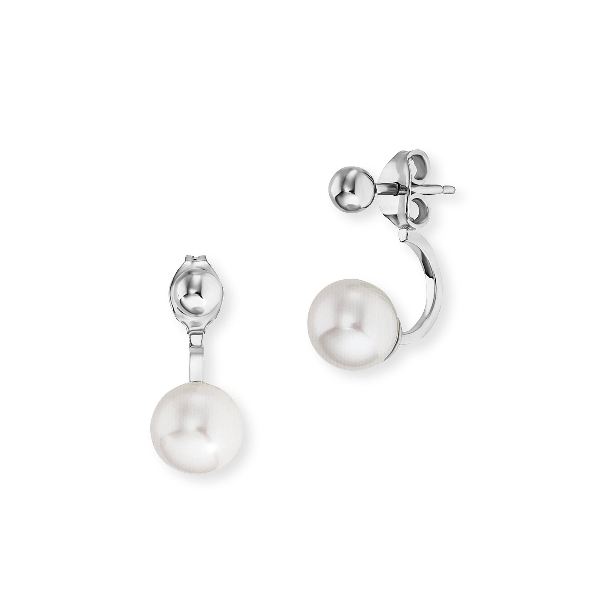 Ohrstecker Sterling Tragemöglichkeiten Perlen, 925-/ CAÏ verschienden rhodiniert Paar Silber Zwei