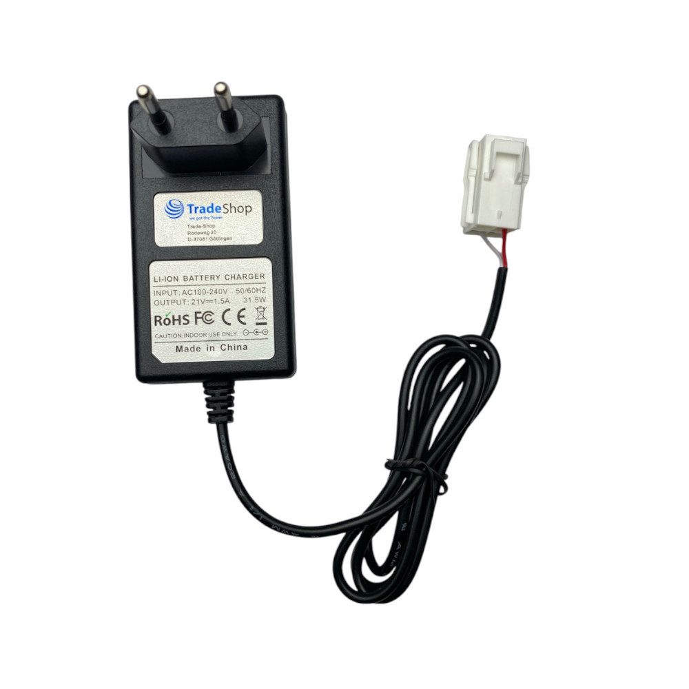 Trade-Shop Ladegerät 21V passend für Landxcape LX795 400M2 LX792 600M2 LX791 Netzteil (Geeignet für Li-Ion Akkus mit 20V / LED-Anzeige für den Ladezustand)
