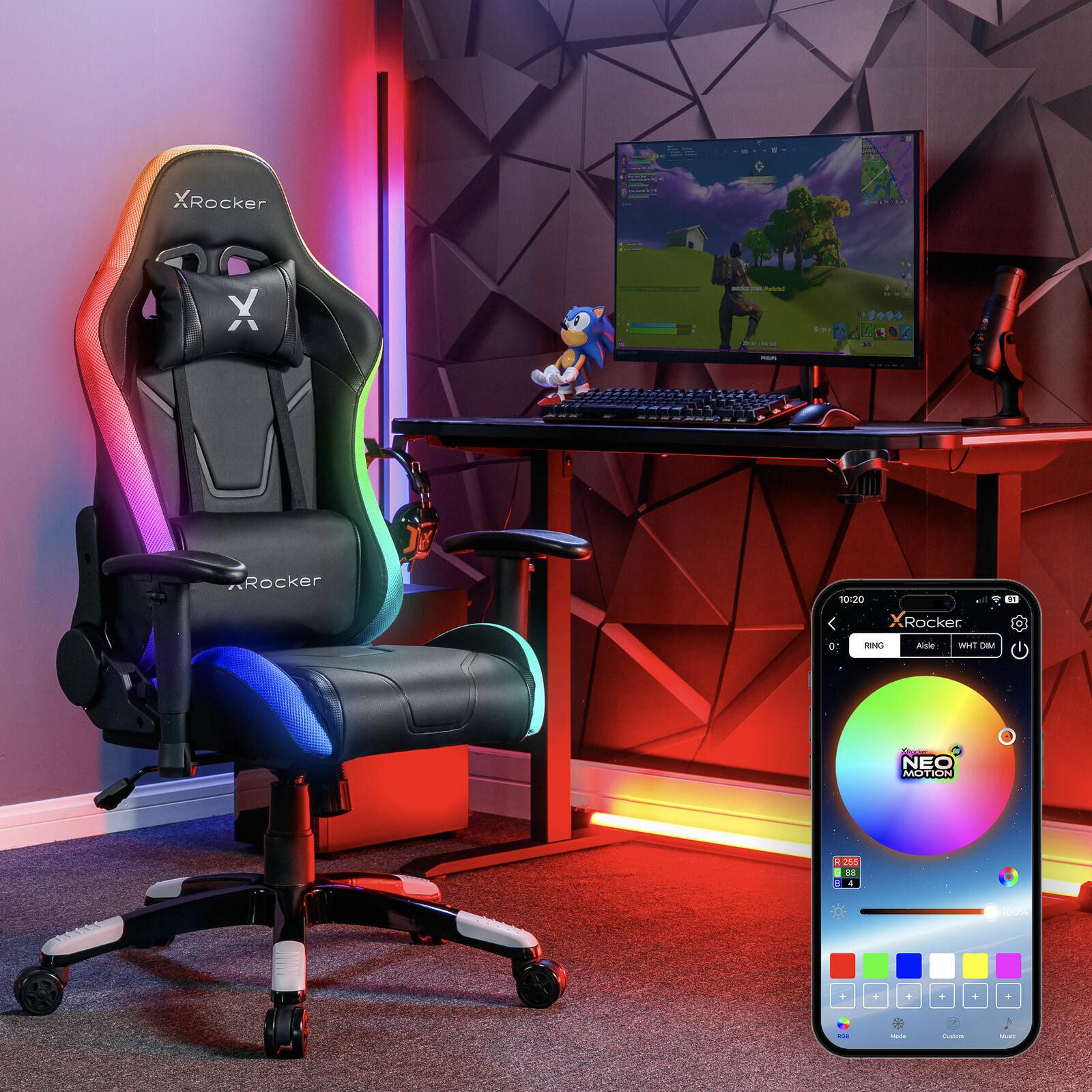 X Rocker Gaming-Stuhl Agility Compact RGB Bürostuhl für Kinder & Teenage