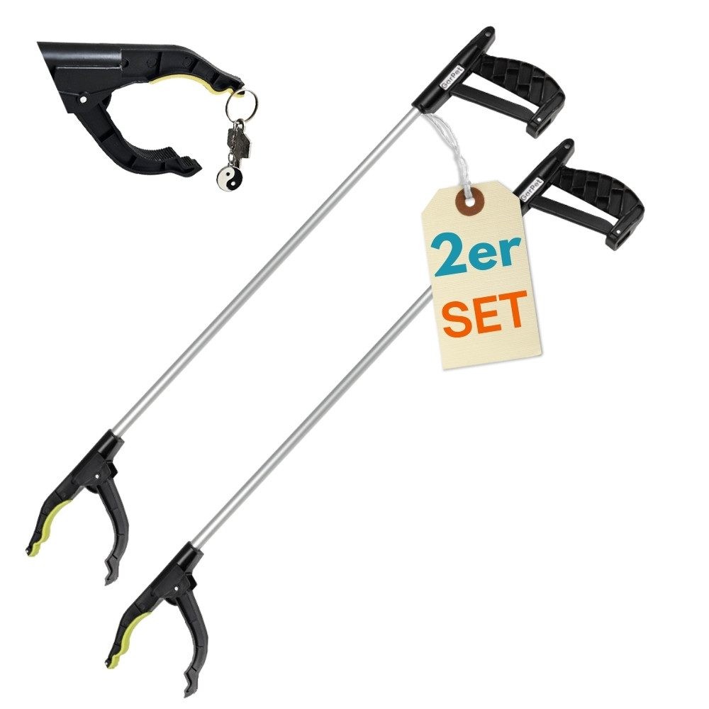 GarPet Greifzange 2er Set Müllzange Müll Greifer Senioren Kinder Greif Zange Sammler Alu