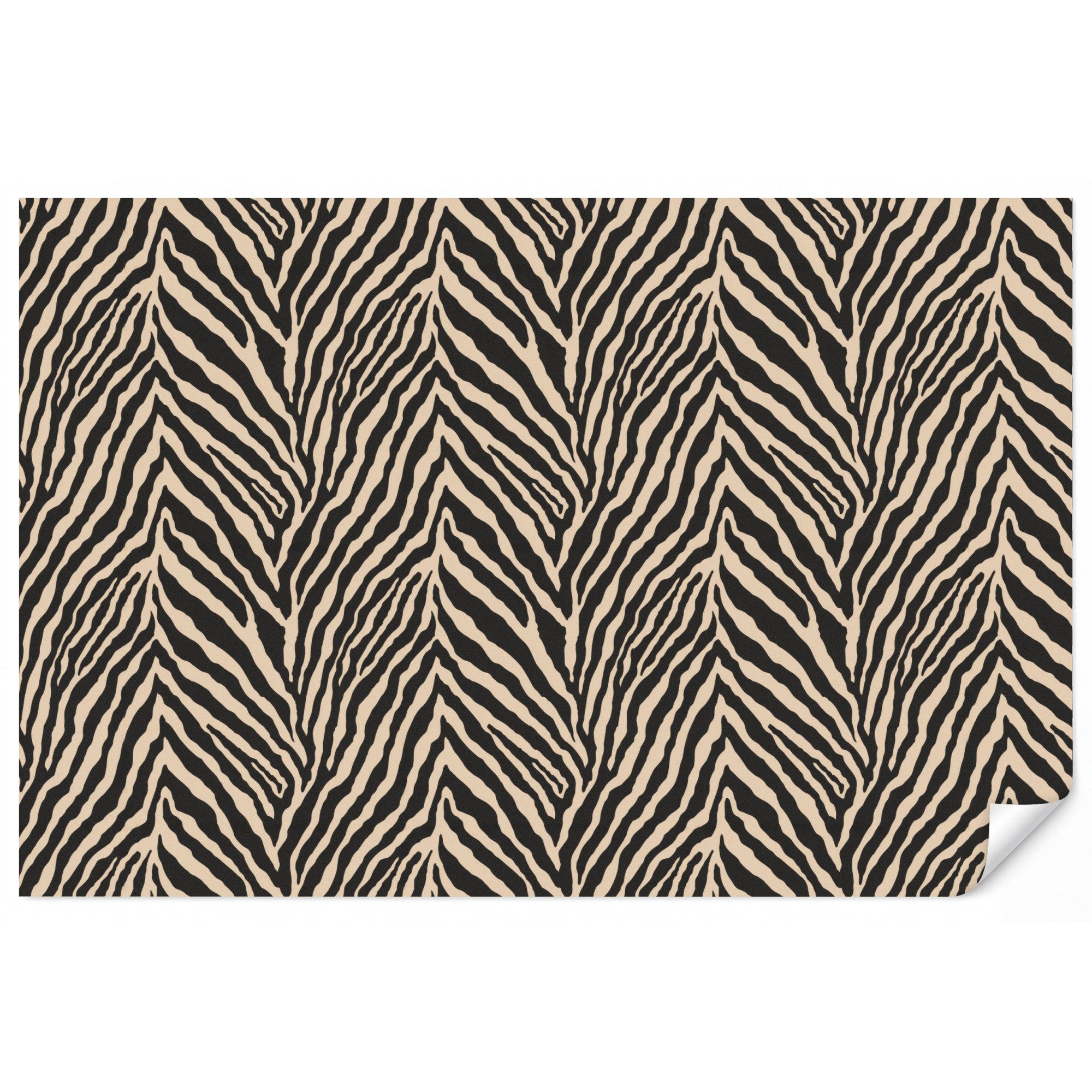 OnlyWow Fototapete Zebra - Klassisch - Schwarz, Matt, bedruckt, Wohnzimmer, Modern, Wanddekoration, Vliestapete 100x70cm
