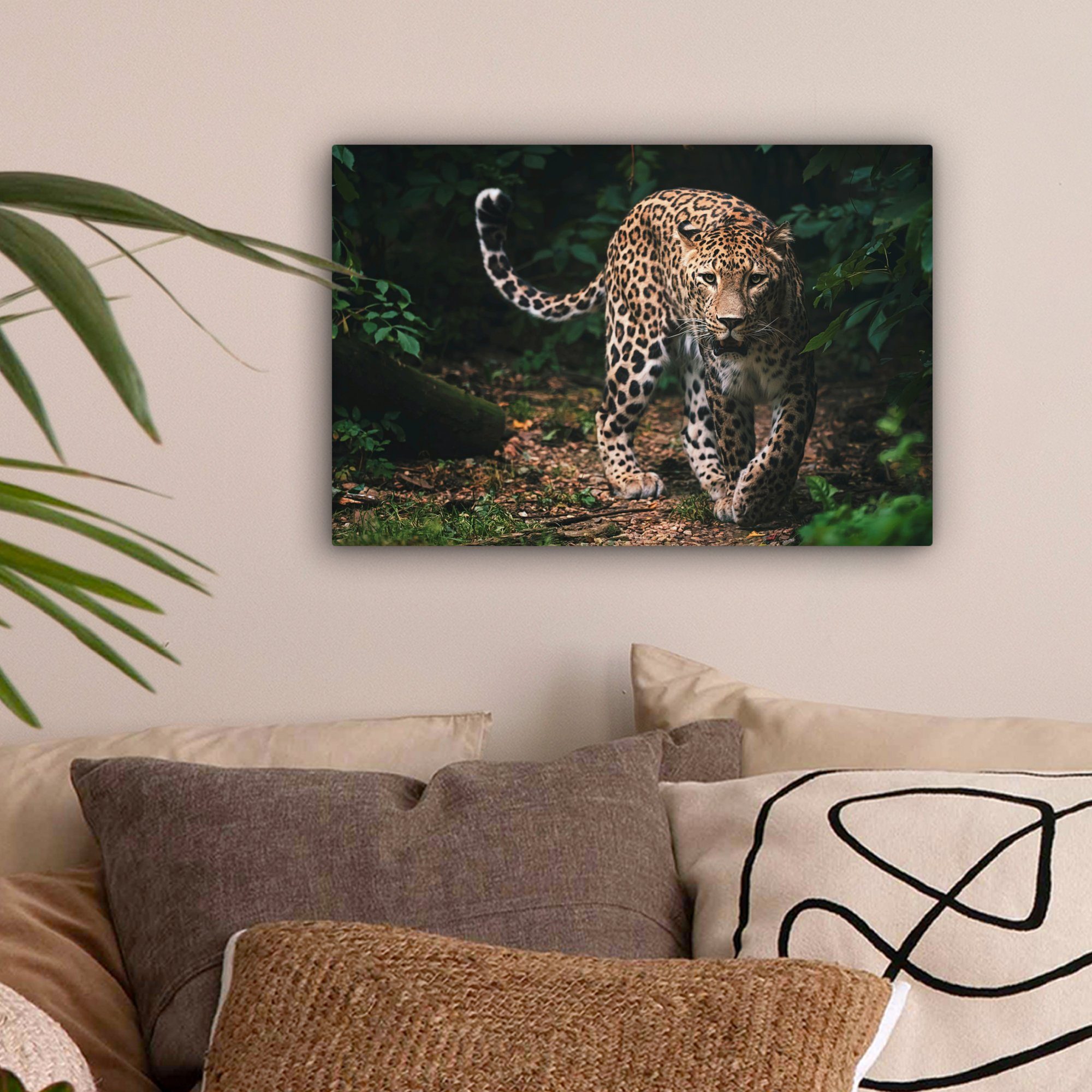 OneMillionCanvasses® Leinwandbild Wildtiere - Leopard - Dschungel - Natur, Fotodruck (1 St), Leinwand Bilder Klein, Wand Dekoration Aesthetic 30x20 cm – Bild 2 von 5