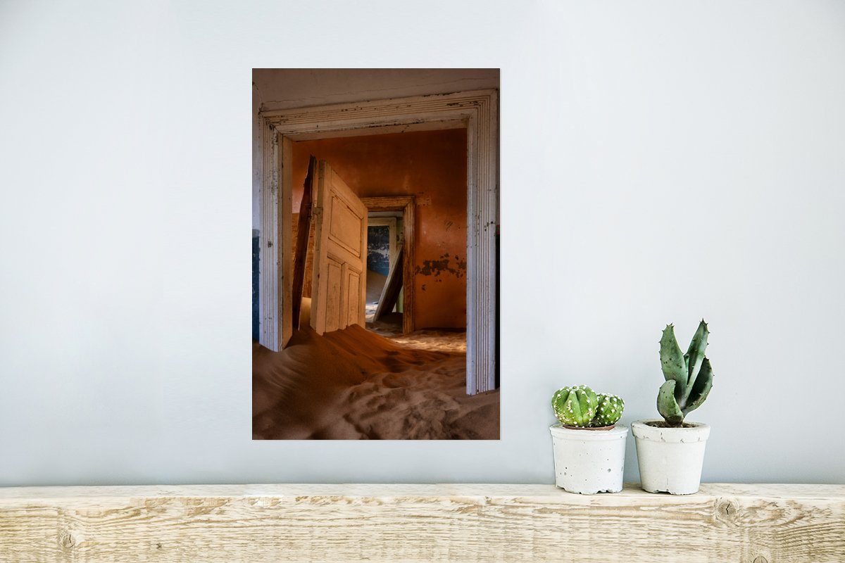MuchoWow Poster Tür - Haus Wandbild, Poster, für Sand - Rahmen (1 Wohnzimmer, St), Ohne Architektur, - Wandposter