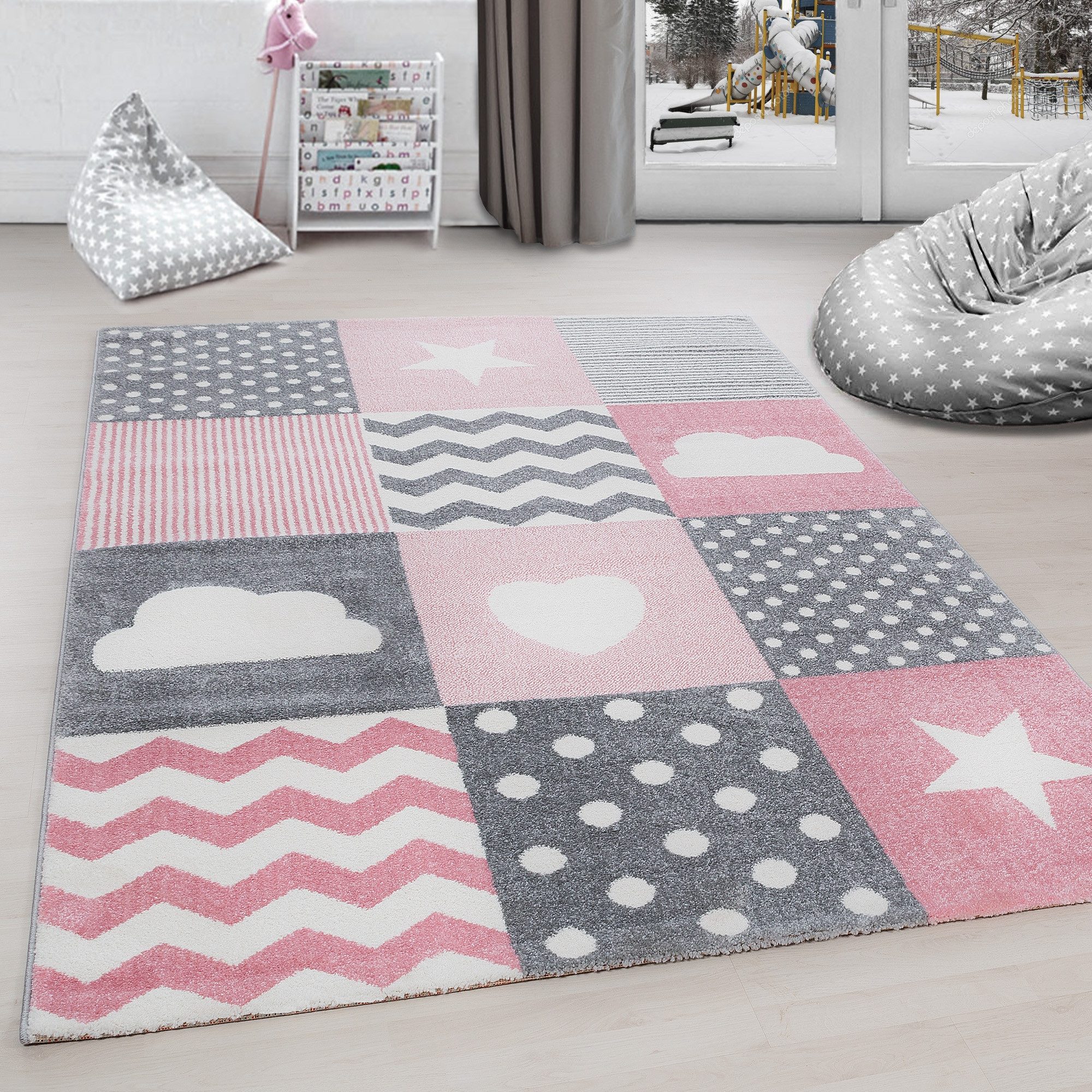 Carpettex Kinderteppich Herz- und Stern Design, Läufer, Höhe: 11 mm, Kinder günstig online kaufen