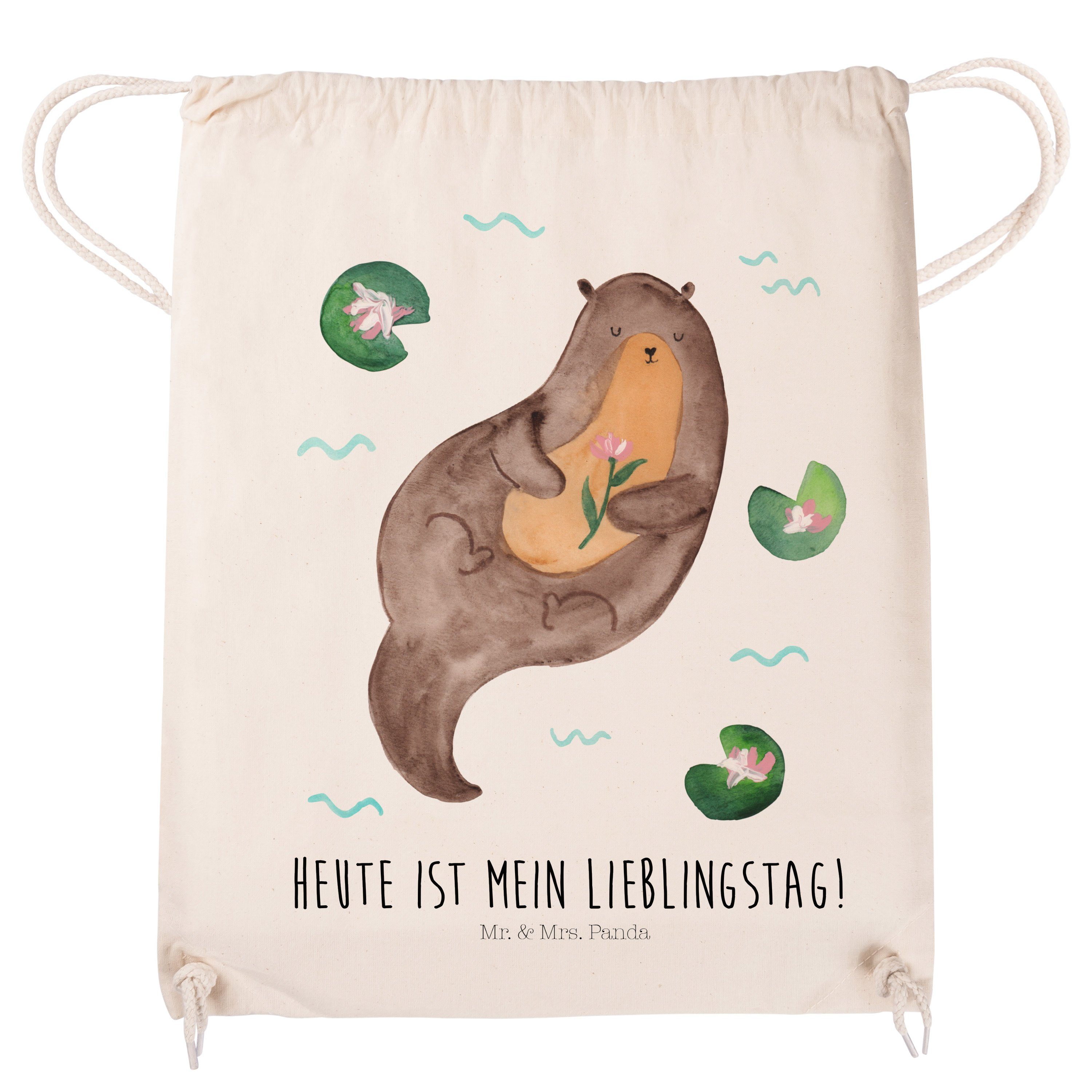 Otter & Fischotter, Mr. Mrs. Geschenk, - glücklich, Transparent Seerose (1-tlg) - Ot Panda Sporttasche mit