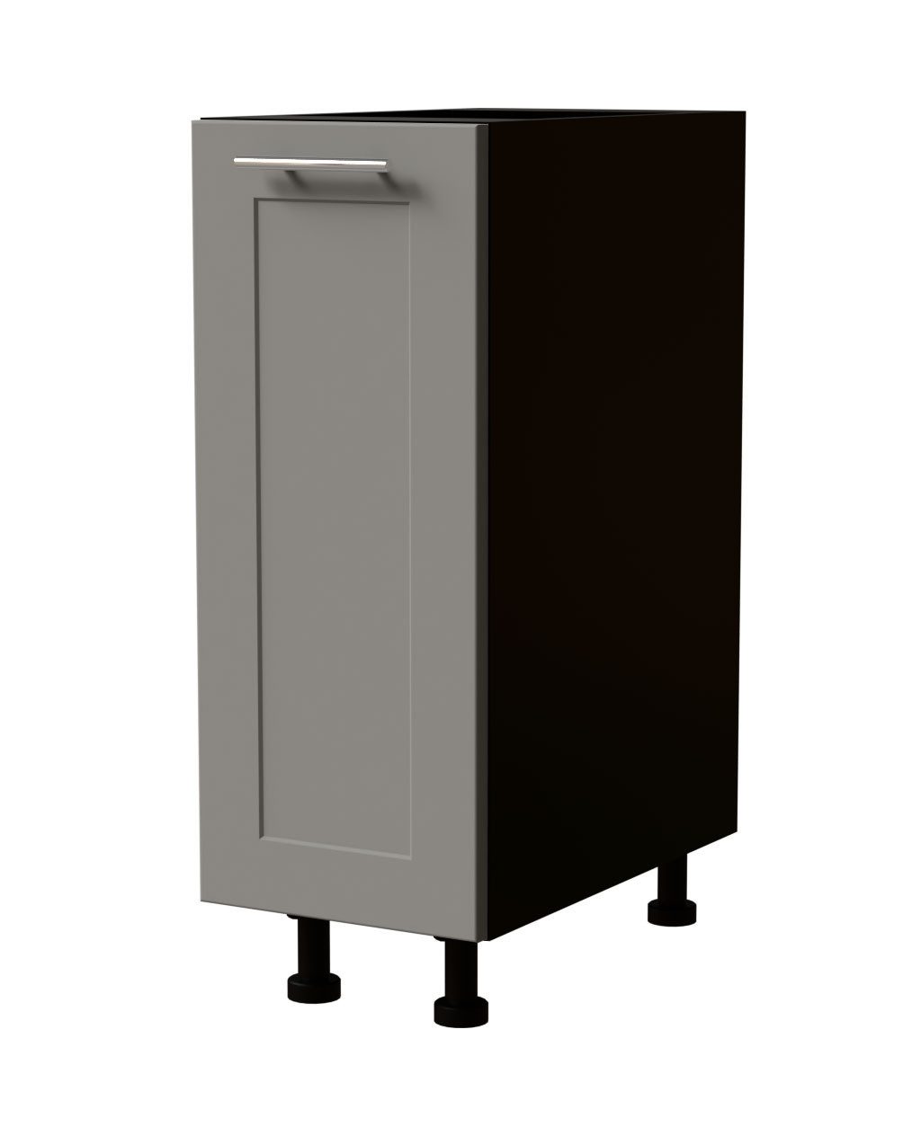 Feldmann-Wohnen Unterschrank Oslo (D1D/30, 1-türig, 1 Einlegeboden, 1-St., filigrane Rahmenoptik, Soft-Close-Funktion) Schwarz Matt / Dust Grey Matt