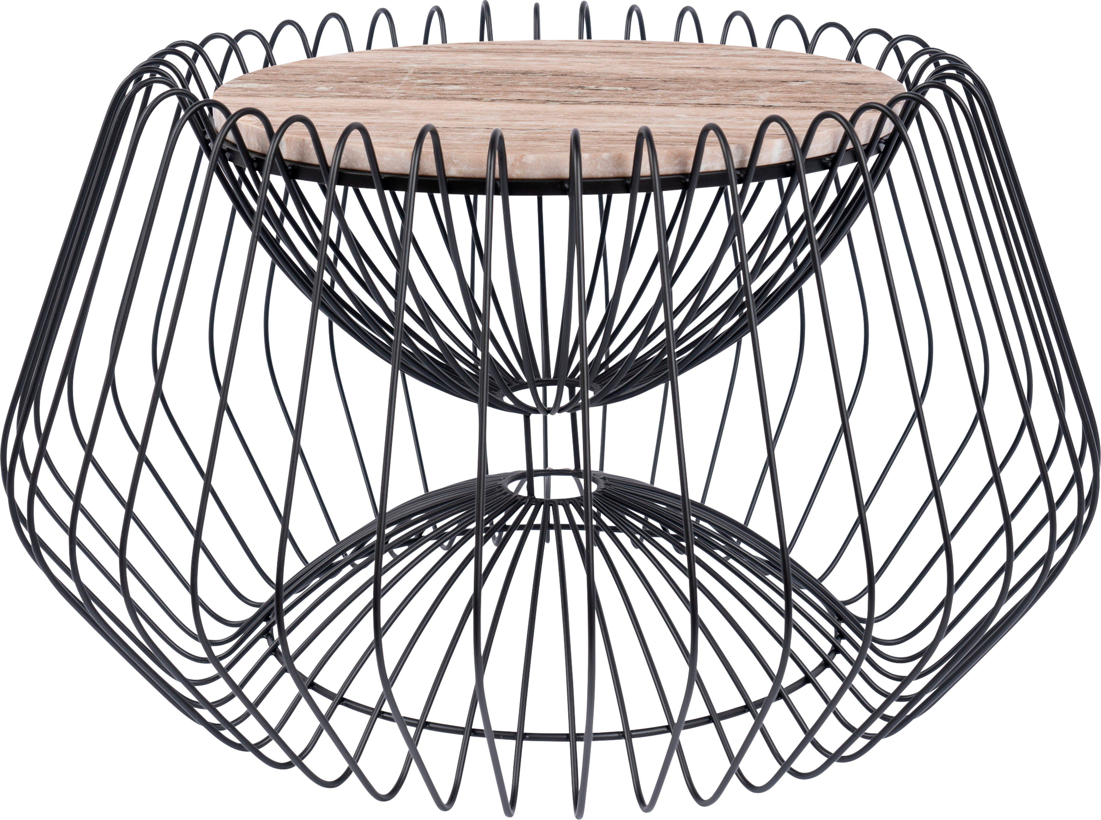 Kayoom Beistelltisch Malibu 325, Beistelltisch mit edler Marmorplatte (1-St), ø-Marmorplatte: ca. 37 cm, angesagtes Metalldesign, pflegeleicht