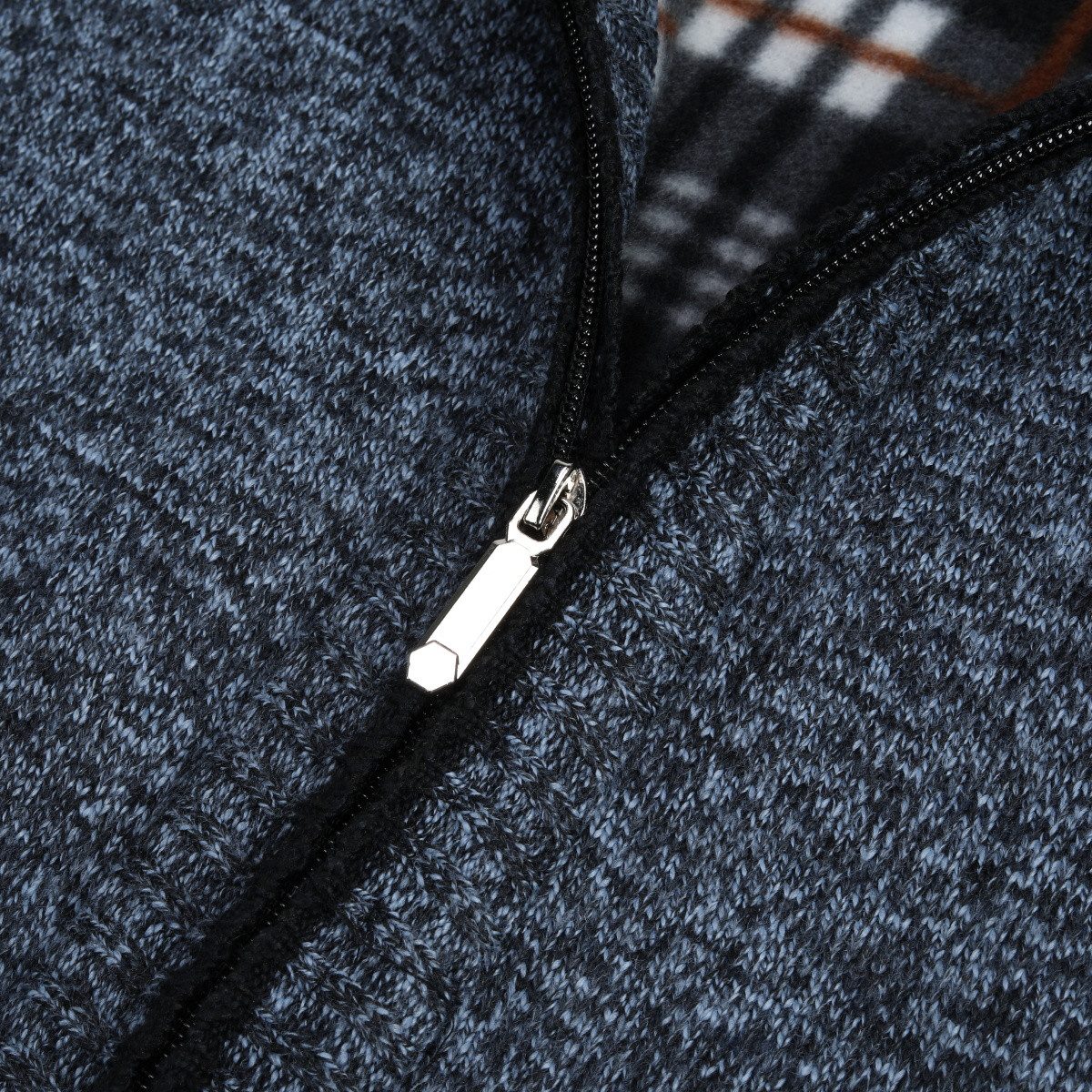 Allthemen Cardigan gefütterte Strickjacke Grobstrick Pullover Warm Übergangsjacke Winter – Bild 5 von 5