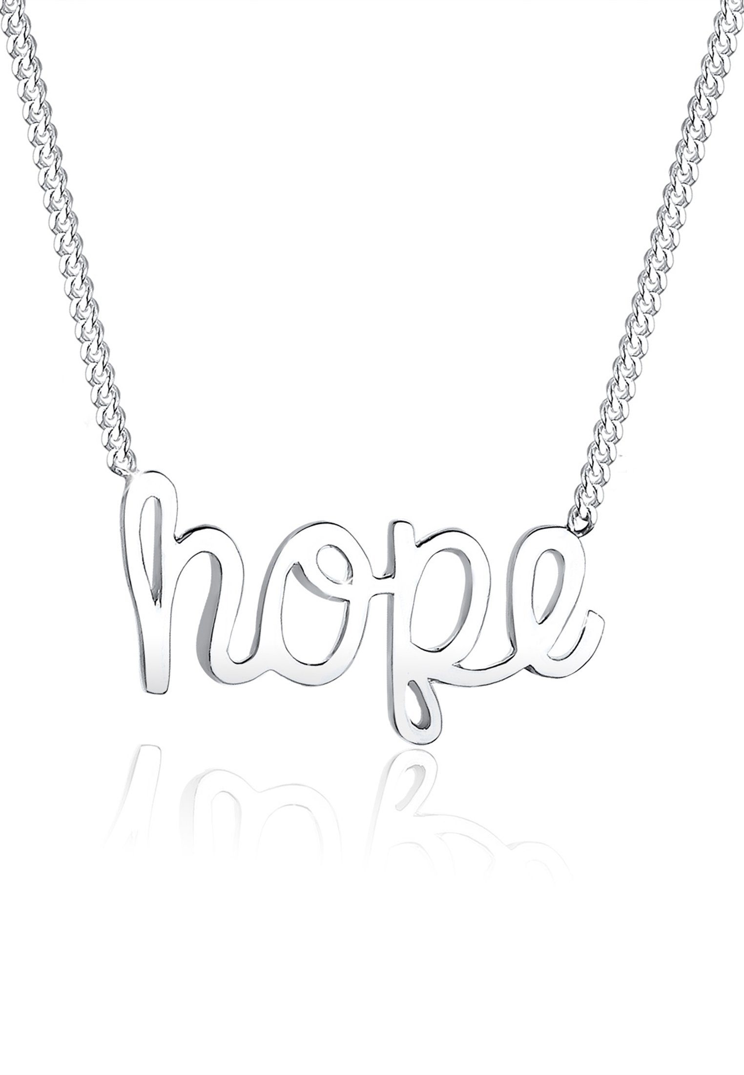 Elli Kette mit Anhänger HOPE Schriftzug 925 Sterling Silber, Hope-Schriftzug