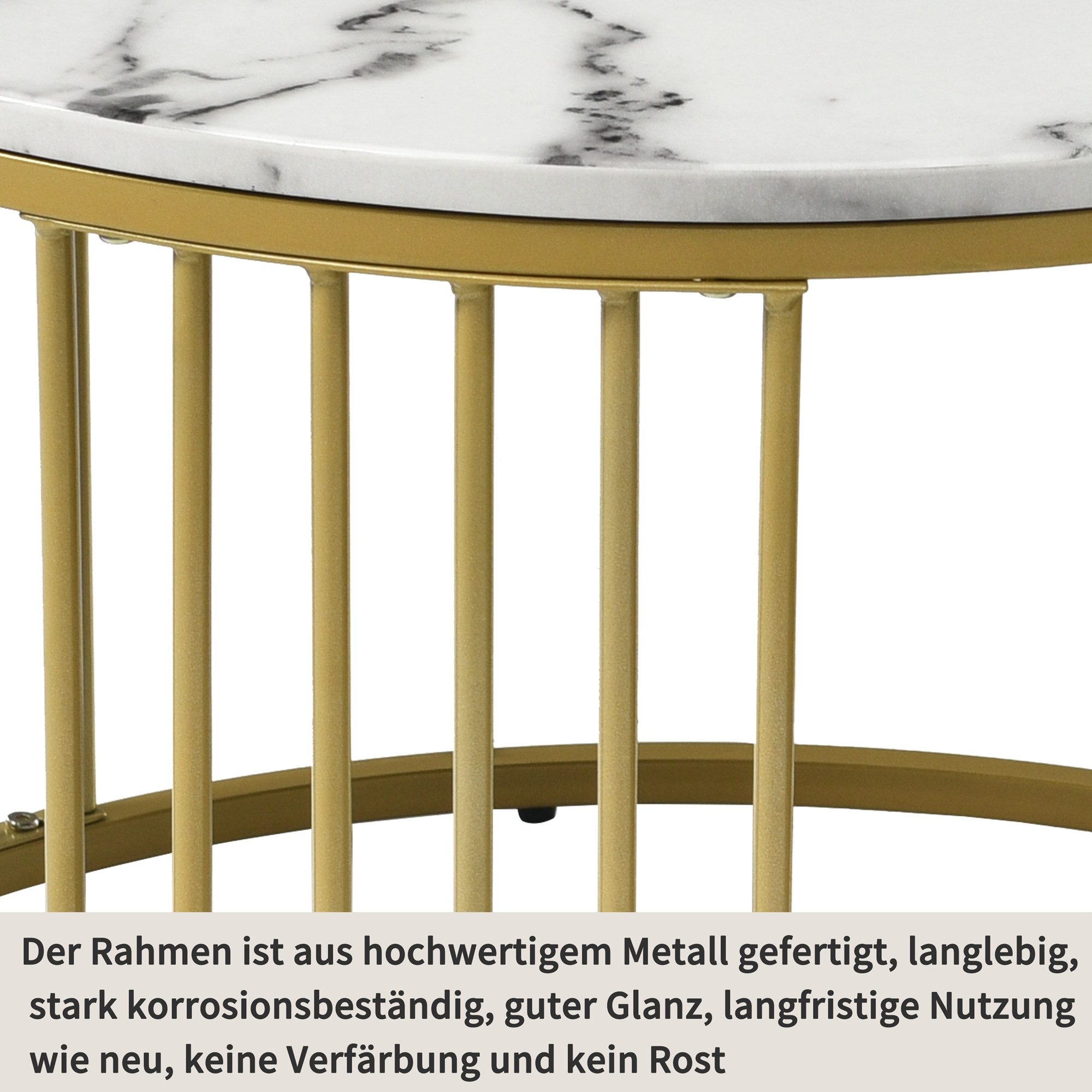 MODFU Couchtisch 2er Set (Moderne Nesting Couchtisch, Marmor Furnier Sofa Seite Nest von Tischen Runde Endtische), Moderne Nesting Couchtisch