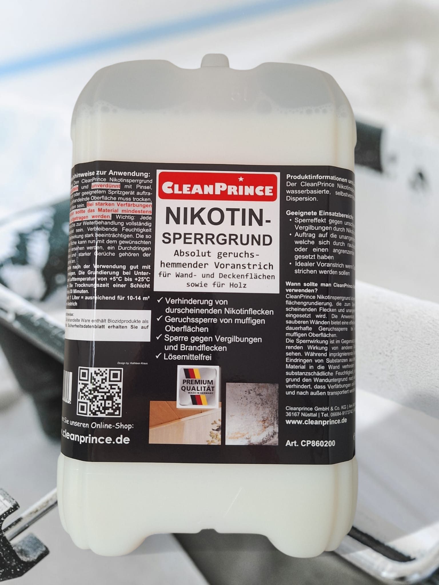 CleanPrince Nikotinsperre Nikotin-Sperrgrund Sperrgrundierung, geruchshemmender Voranstrich, Sperrschicht