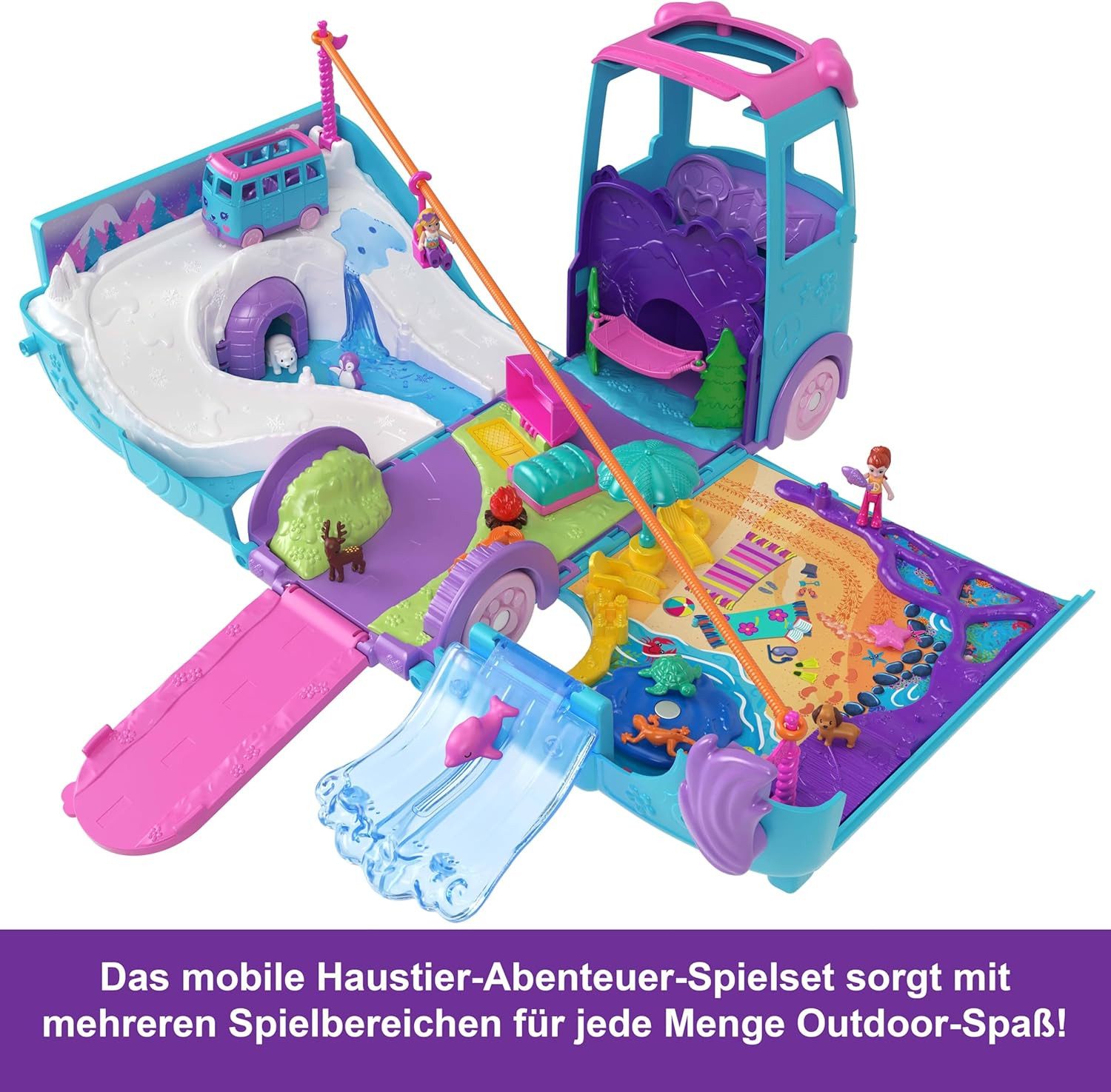 Mattel® Minipuppe Polly Pocket Mikropuppen + umwandelbarer Camper Spielset, JCC22 3+