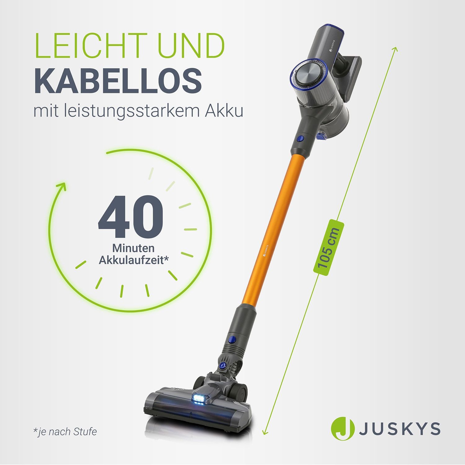 Juskys Akku-Handstaubsauger VC2101, 150 W, 2-in-1, kabellos & beutellos, mit Düsen, Zubehör & Wandhalterung