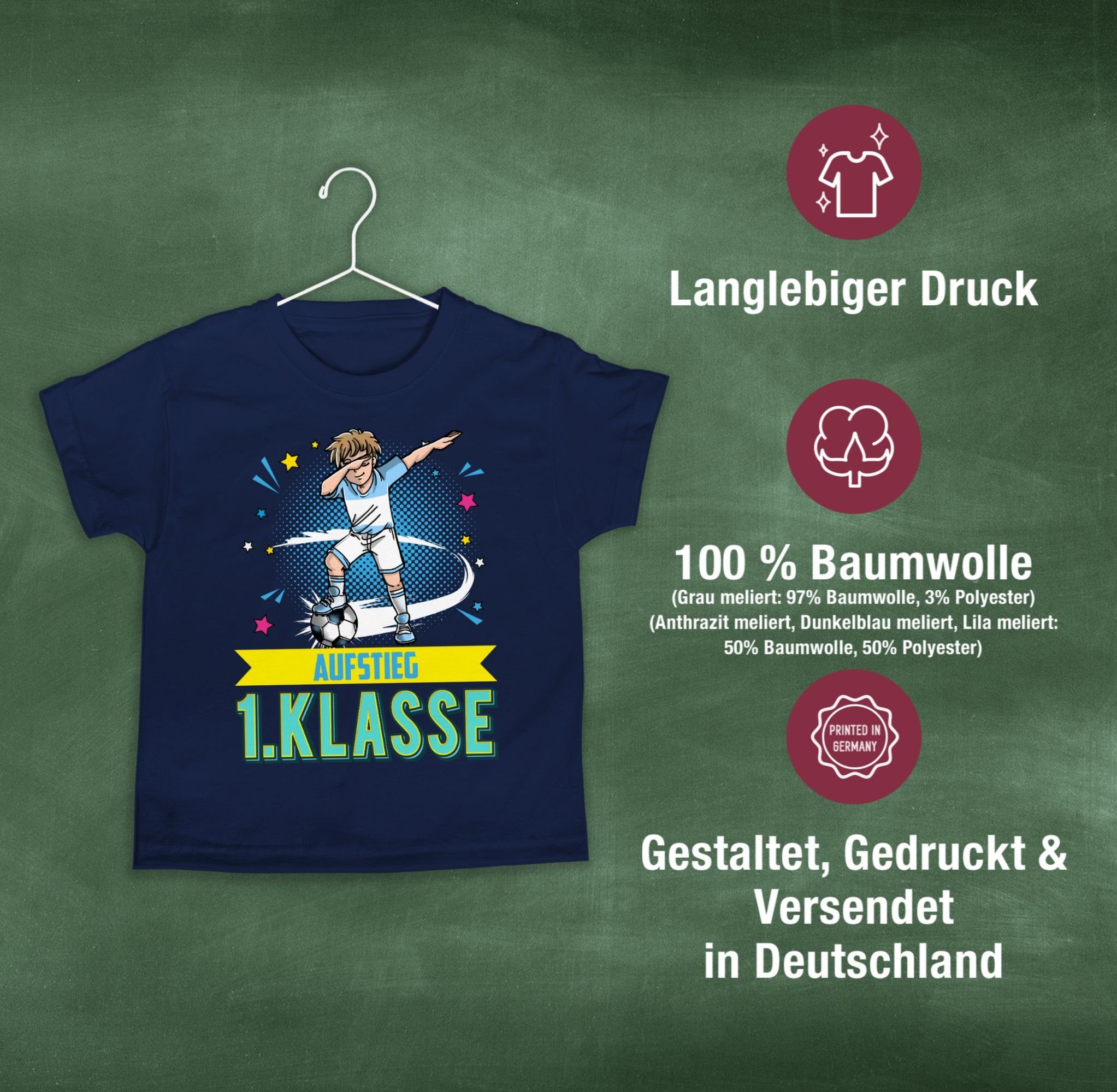 Navy Dabbing Geschenke 1. T-Shirt Shirtracer Blau Junge Aufstieg Schulanfang 1 Klasse Junge Einschulung