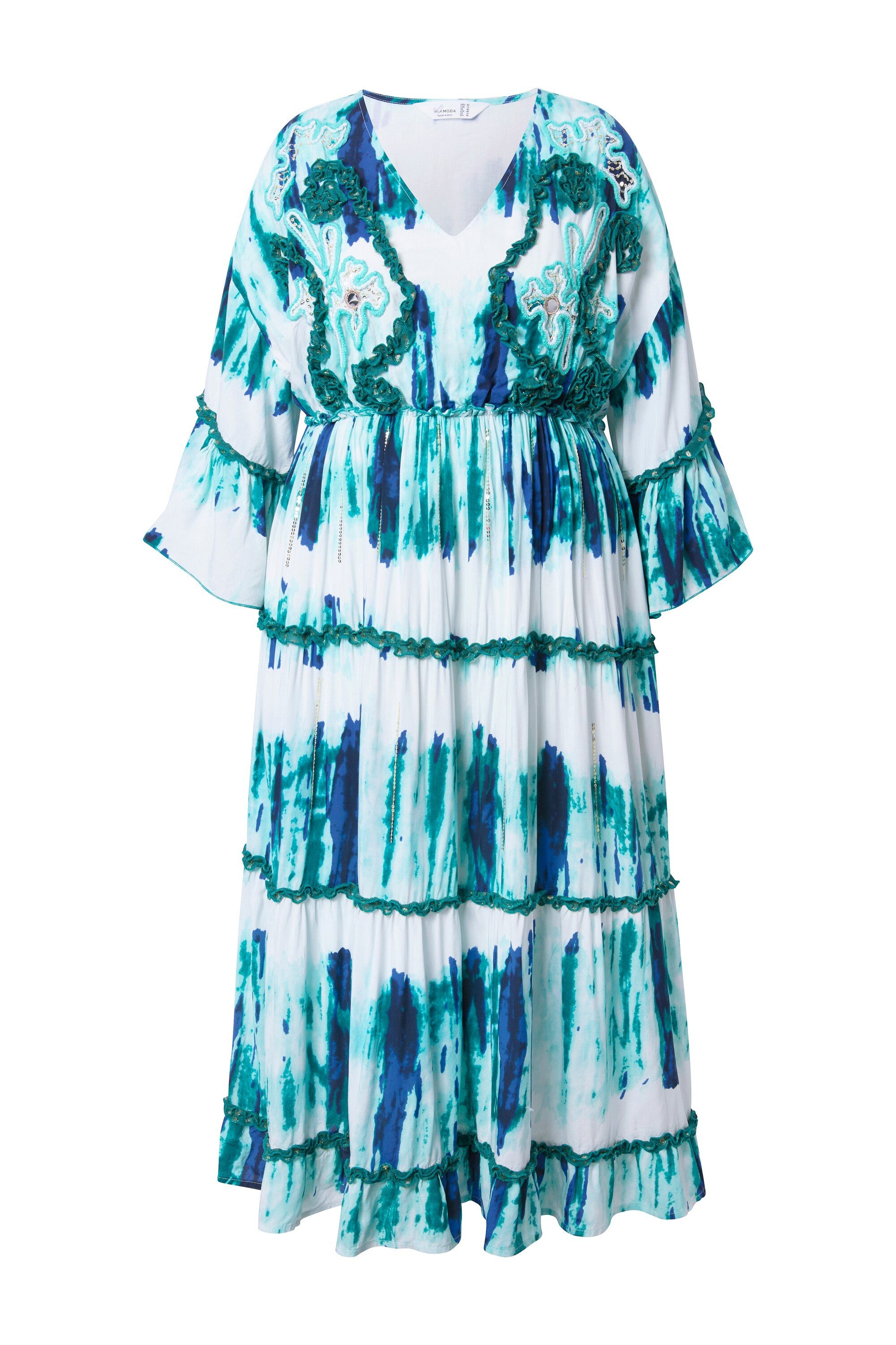 MIAMODA Maxikleid Maxikleid A-Linie Stickereien Batik-Streifen günstig online kaufen