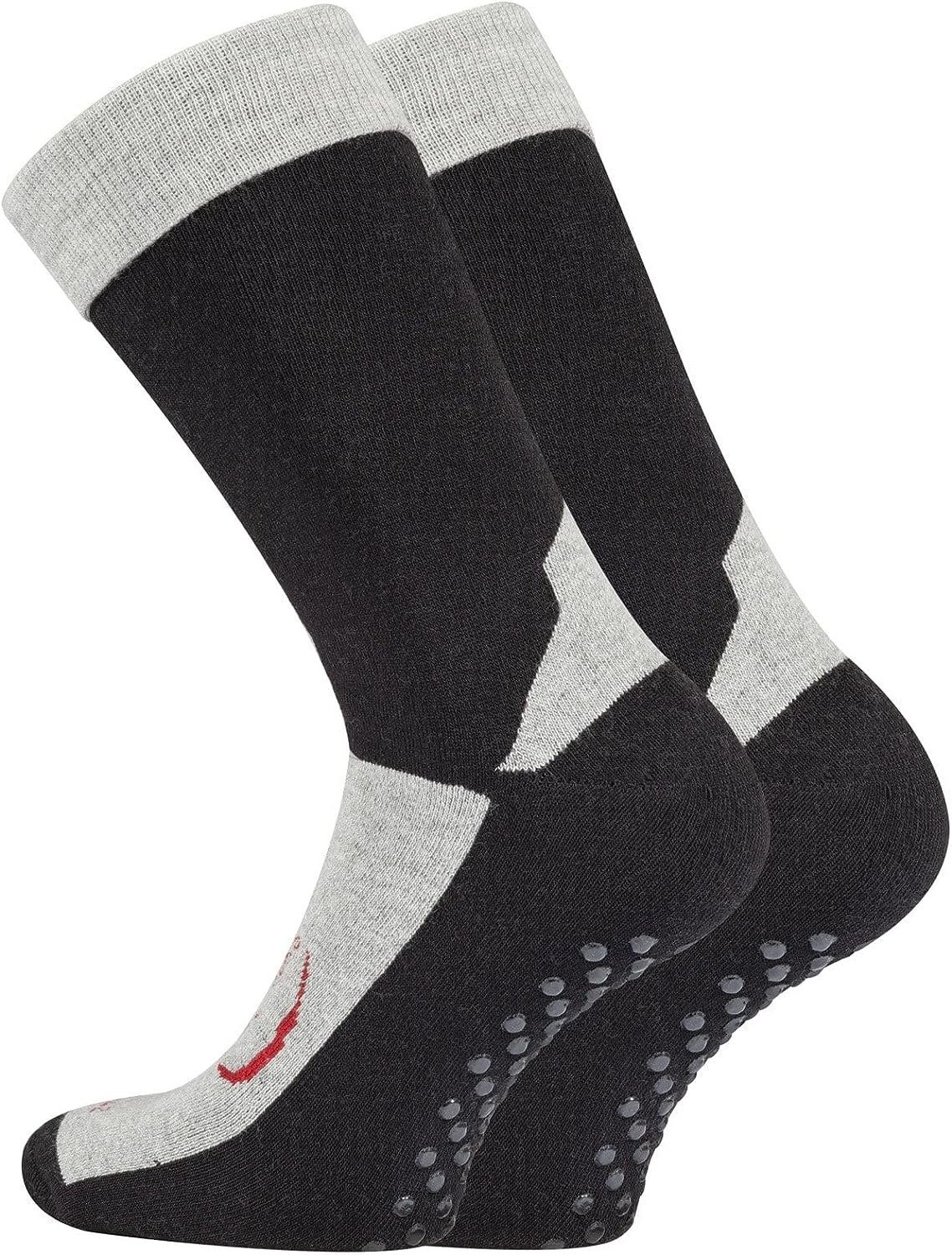 2 Paar Anti-Rutsch-Socken Schwarz ABS-Socken, Homesocks Stopper-Socken, TippTexx Haussocken 24