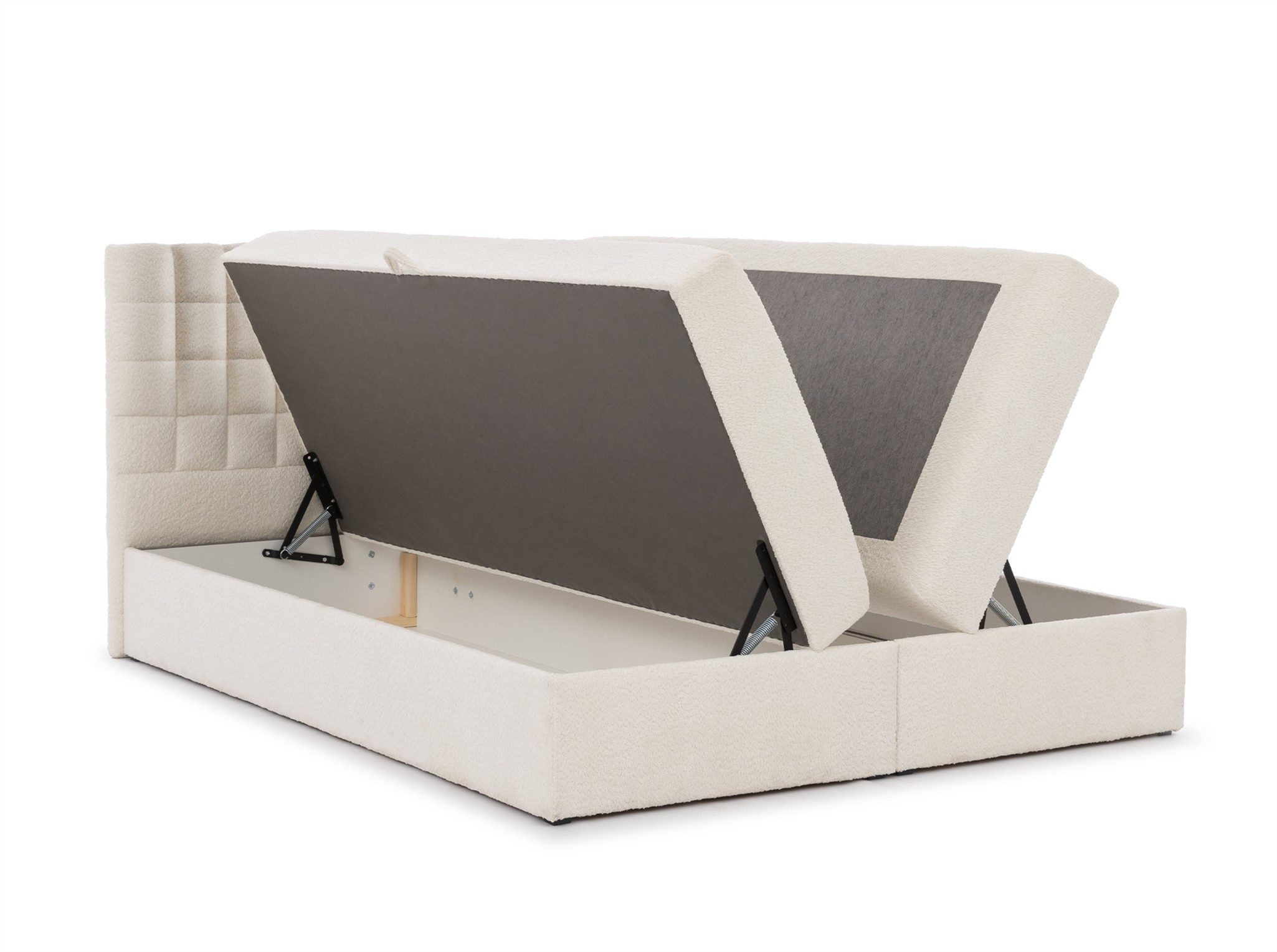 Fun Möbel Boxbett Schlafzimmerbett FUN KEPA PREMIUM Stoff Coral (inkl. Bettkasten, inkl. Taschenfederkernmatratze), inkl. Viscoschaum-Topper