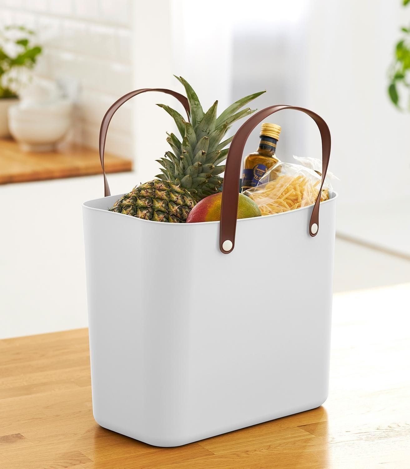 ROTHO Tragetasche Einkaufstasche ALBULA, 25 Liter, Weiß, Kunststoff, ergonomische Tragegriffe, B 40 x H 34 x T 23,5 cm