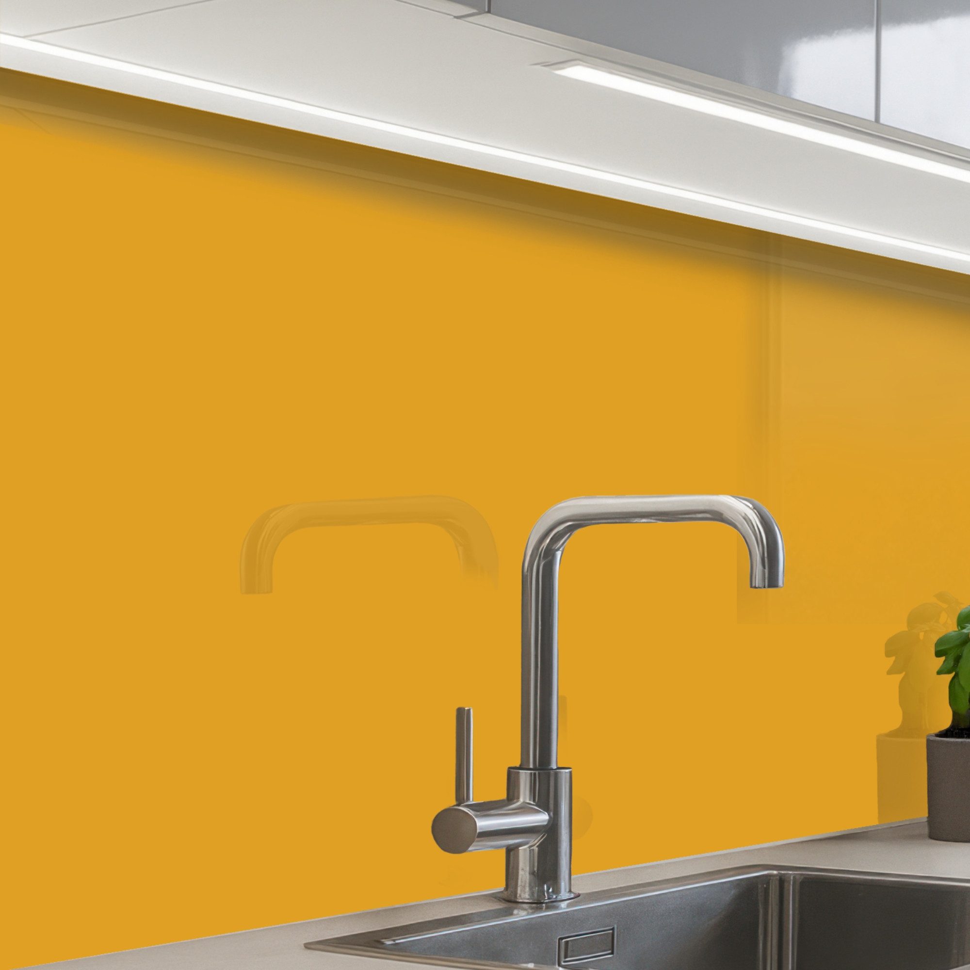 KitchenYeah Küchenrückwand Muster selbstklebend (keine Folie) Ockergelb - Herbst - Interieur, (1-tlg), Spritzschutz, Küche, Rückwand, Küchenwand, Küchenfront, 30x20 cm