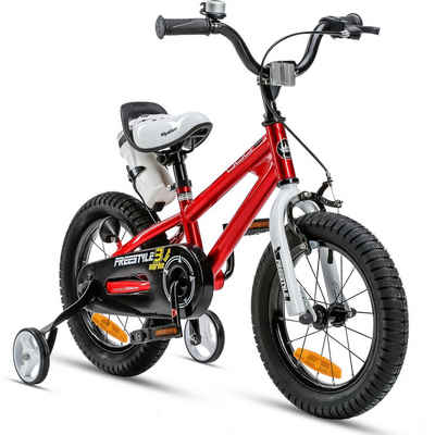 RoyalBaby Kinderfahrrad »Freestyle BMX Fahrrad Kinder«, 1 Gang, (12 14 16 Zoll Fahrrad für Kinder, Jungen und Mädchen, mit Stützräder, Trinkflasche), Handbremse Rücktrittsbremse Bike
