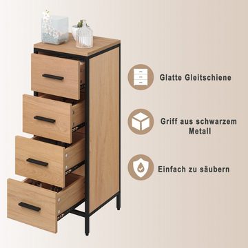 EUGAD Hochschrank (1-St) mit 4 Schubladen aus Metall + Holzwerkstoff, 30x82x30 cm