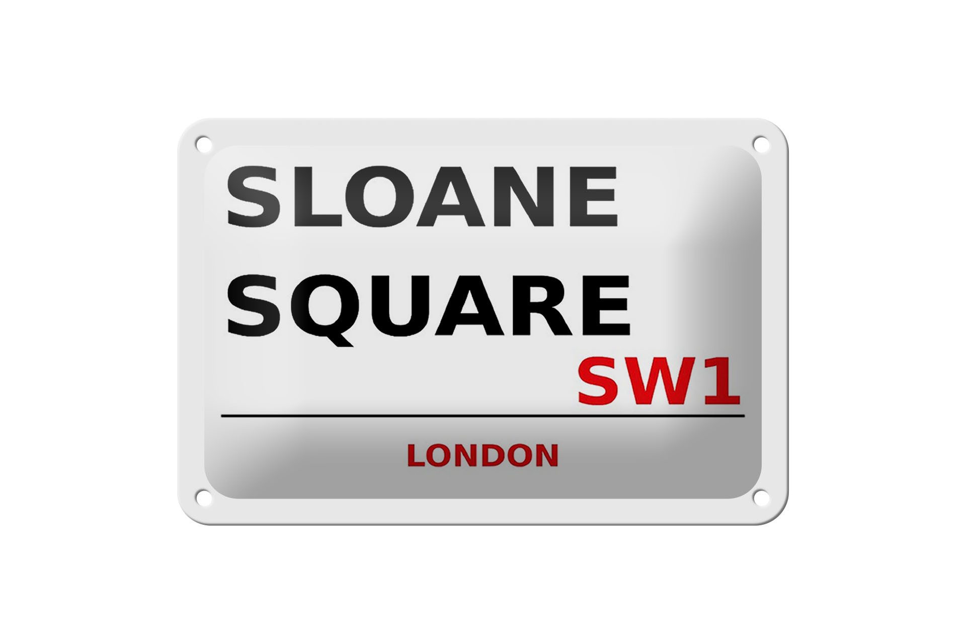 Femer GmbH Metallschild London 18x12cm Sloane Square SW1 weißes Schild, (1 St), gewölbte Oberfläche, abgerundete Ecken, umgeschlagene Kanten
