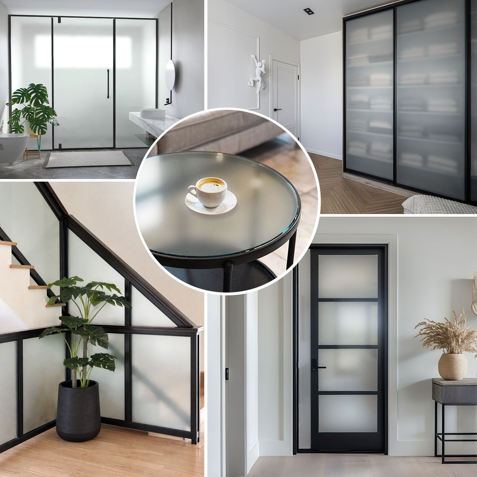 Tulup Fensterbild Sichtschutzfolie Fenster, Milchglasfolie selbstklebend, Fensterfolie, Glasdekorfolie Matt, Blickdicht Satinierte Folie, UV-Schutz